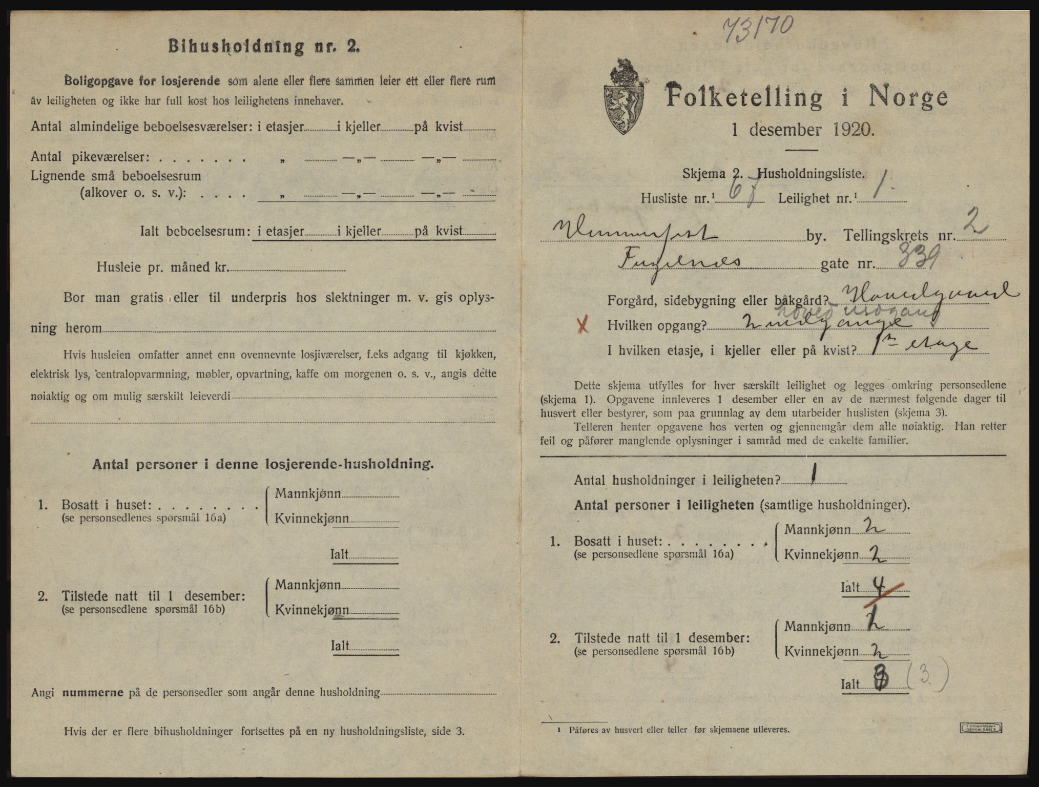 SATØ, 1920 census for Hammerfest, 1920, p. 2064