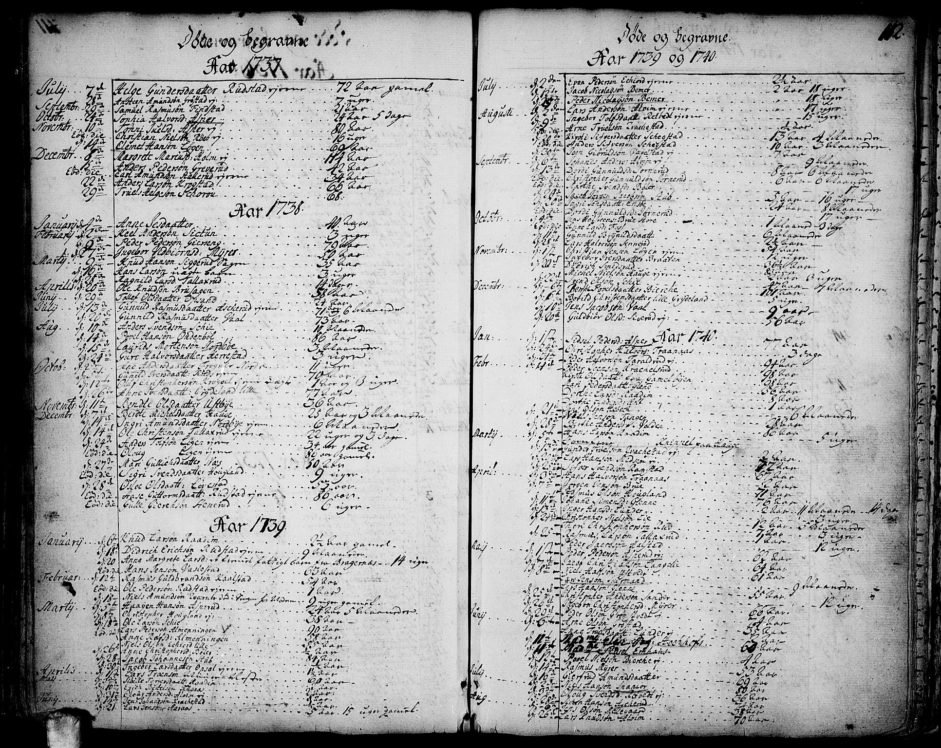 Kråkstad prestekontor Kirkebøker, SAO/A-10125a/F/Fa/L0001: Parish register (official) no. I 1, 1736-1785, p. 112