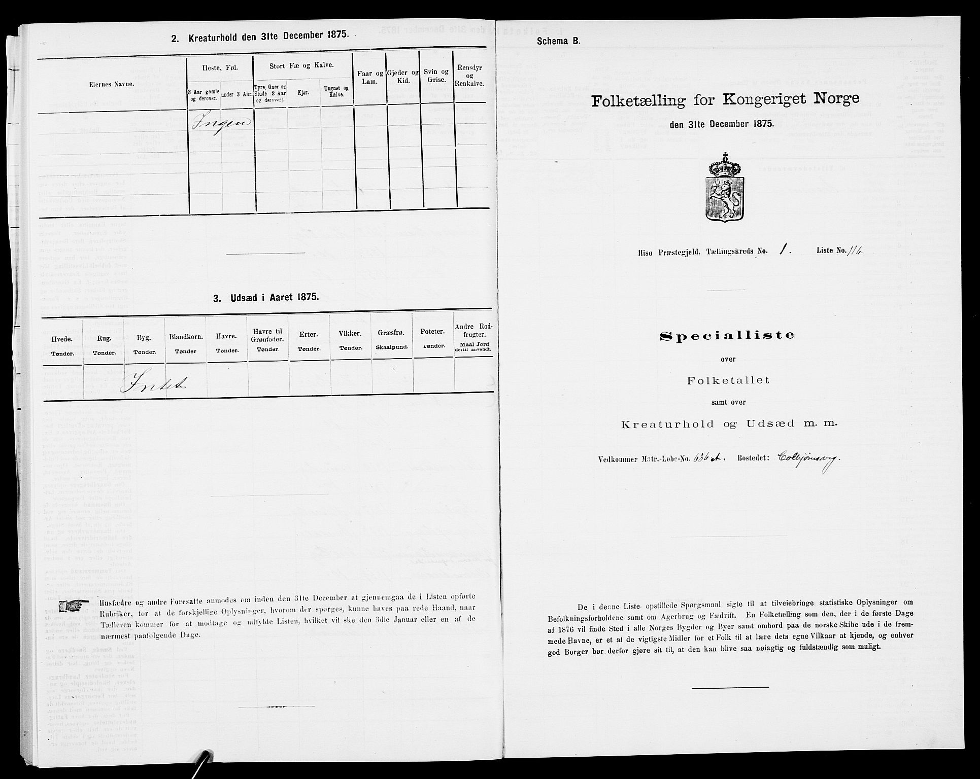 SAK, 1875 census for 0922P Hisøy, 1875, p. 278