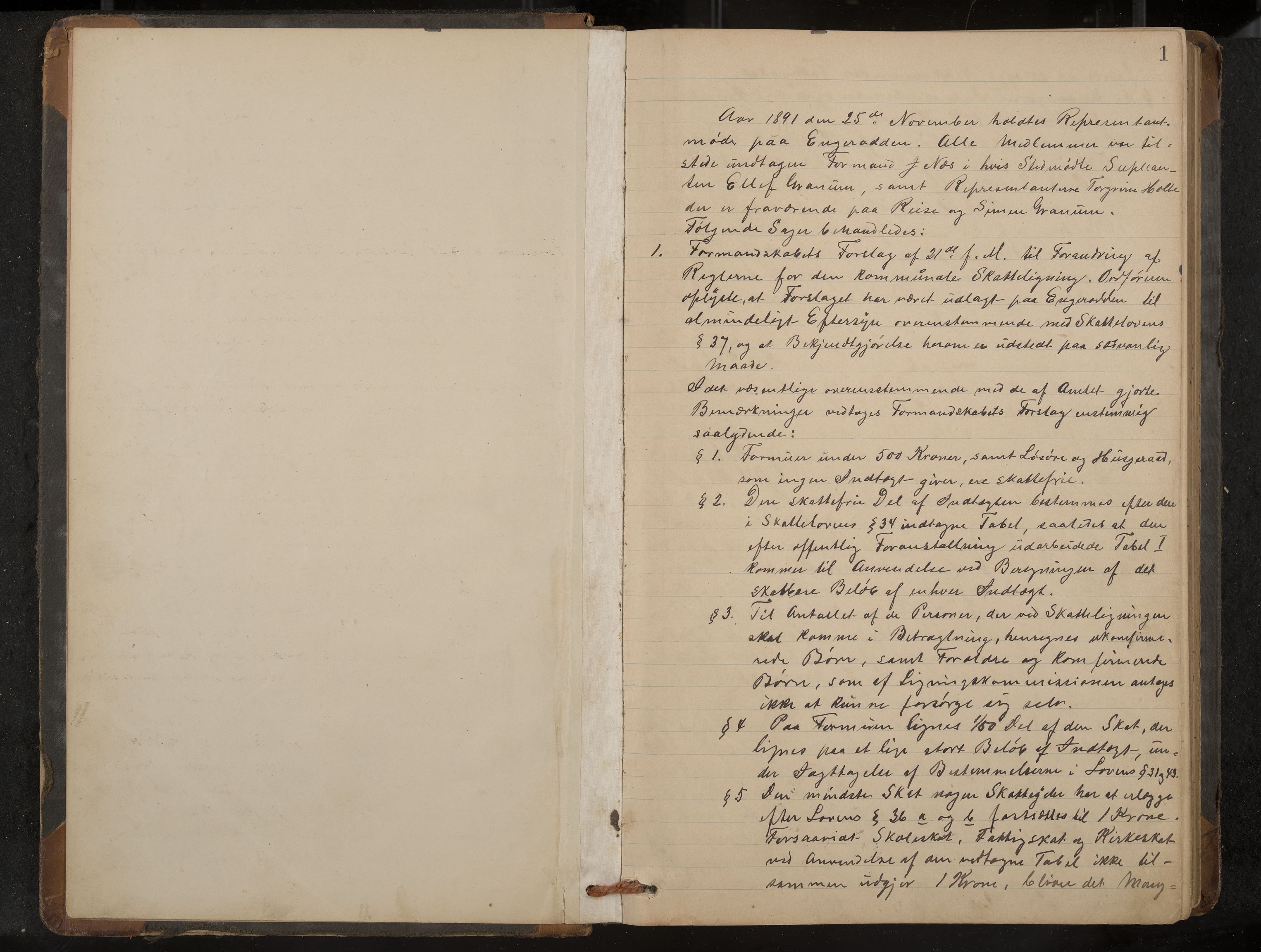 Ådal formannskap og sentraladministrasjon, IKAK/0614021/A/Aa/L0002: Møtebok, 1891-1907, p. 1