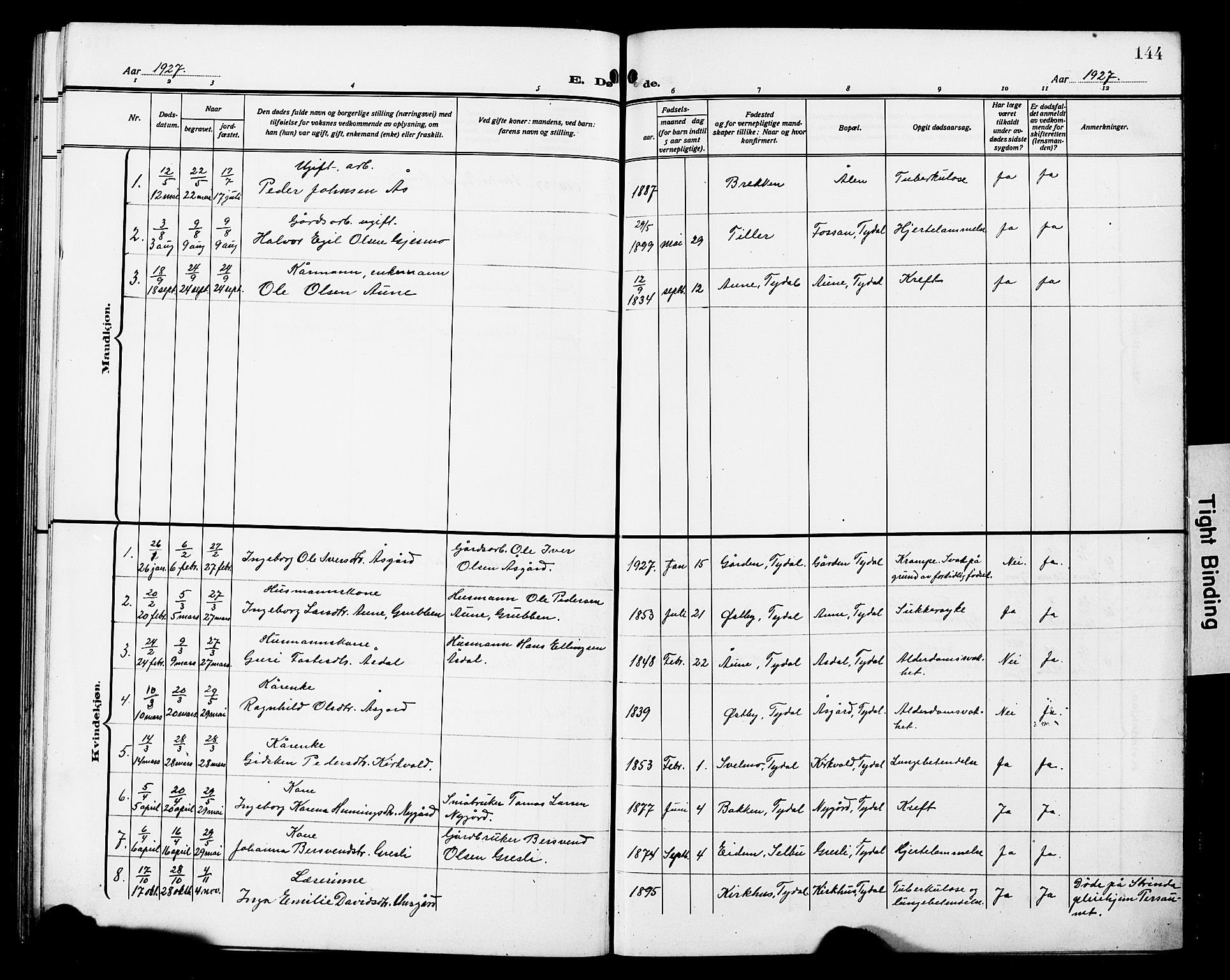 Ministerialprotokoller, klokkerbøker og fødselsregistre - Sør-Trøndelag, SAT/A-1456/698/L1168: Parish register (copy) no. 698C05, 1908-1930, p. 144