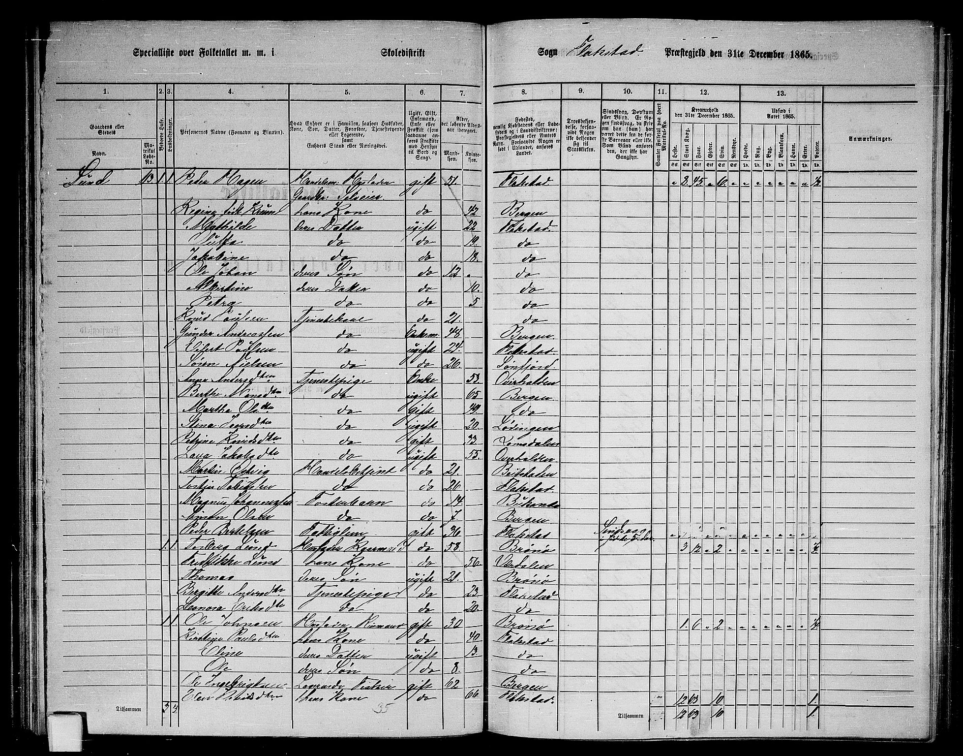 RA, 1865 census for Flakstad, 1865, p. 29