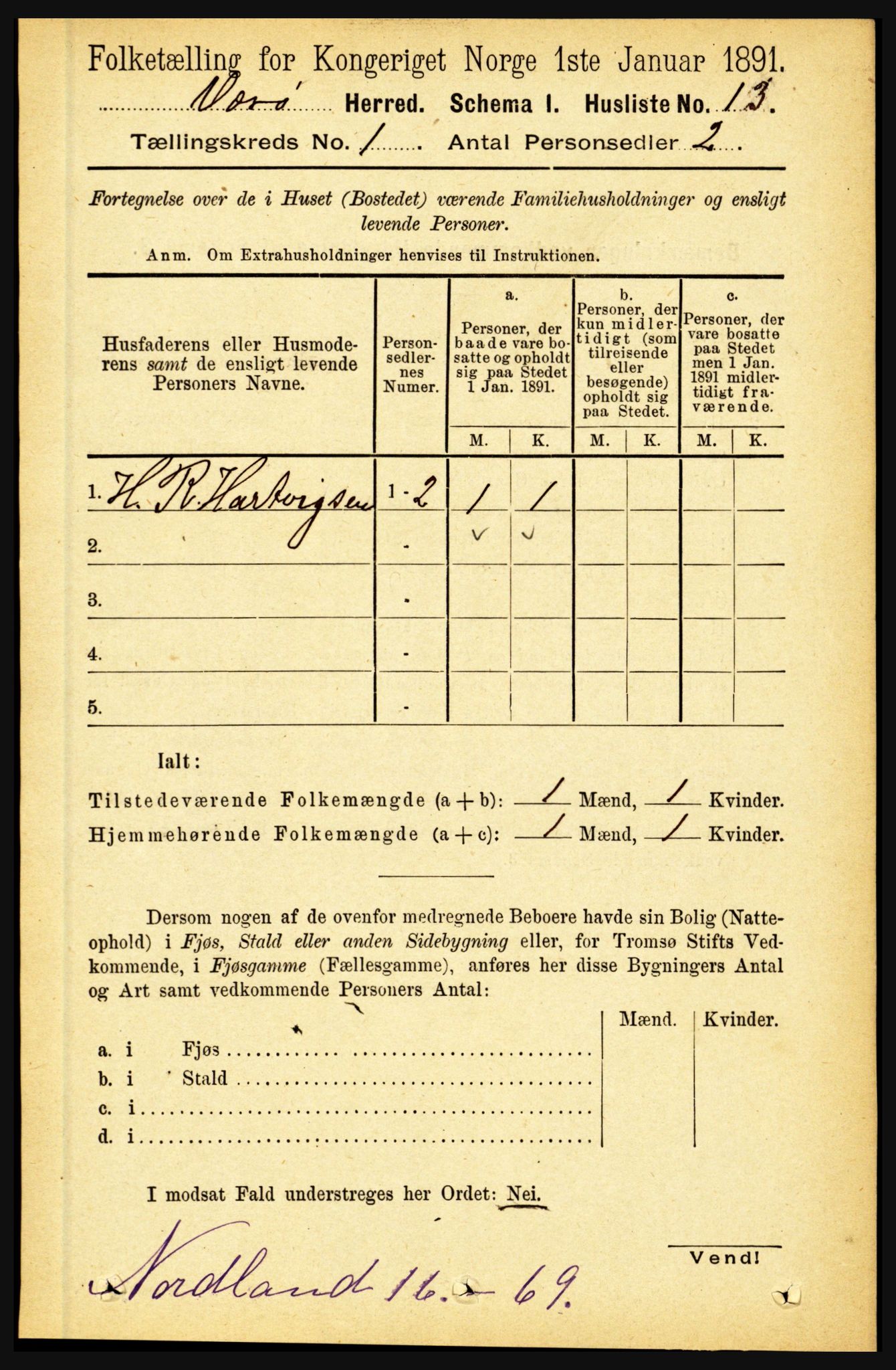 RA, 1891 census for 1857 Værøy, 1891, p. 26