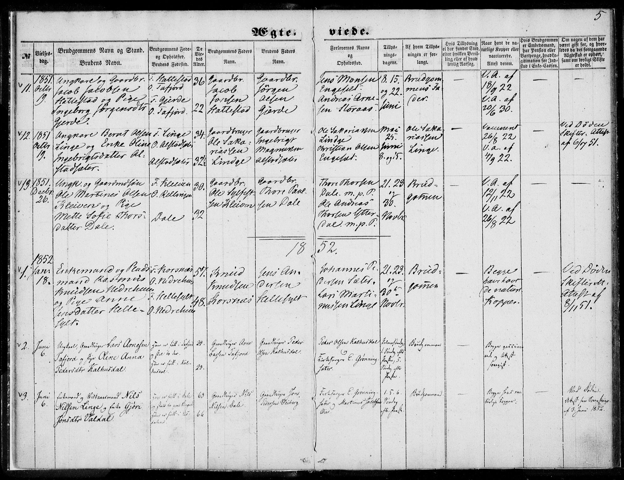 Ministerialprotokoller, klokkerbøker og fødselsregistre - Møre og Romsdal, SAT/A-1454/519/L0250: Parish register (official) no. 519A09, 1850-1868, p. 5