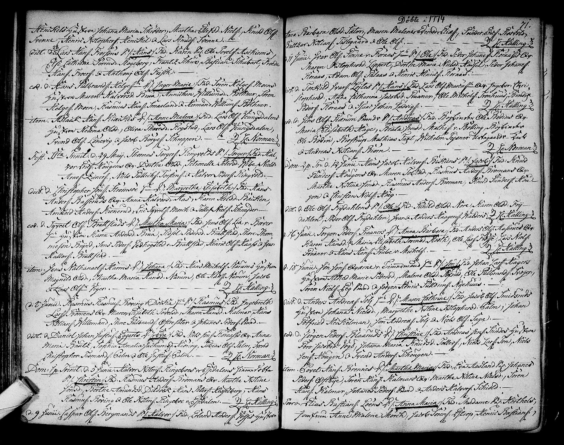 Kongsberg kirkebøker, SAKO/A-22/F/Fa/L0005: Parish register (official) no. I 5, 1769-1782, p. 71
