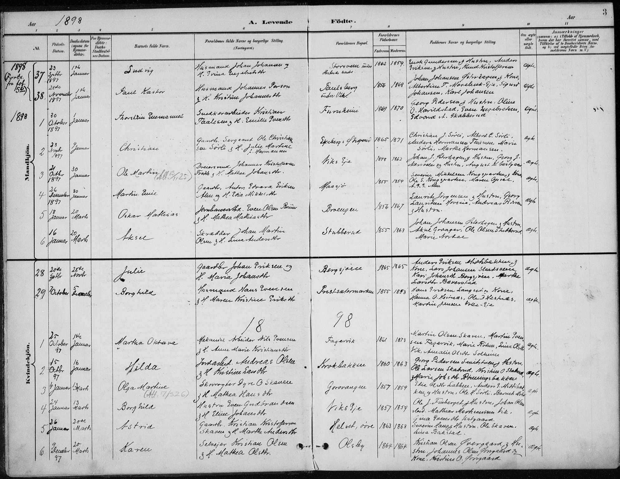 Stange prestekontor, SAH/PREST-002/K/L0023: Parish register (official) no. 23, 1897-1920, p. 3