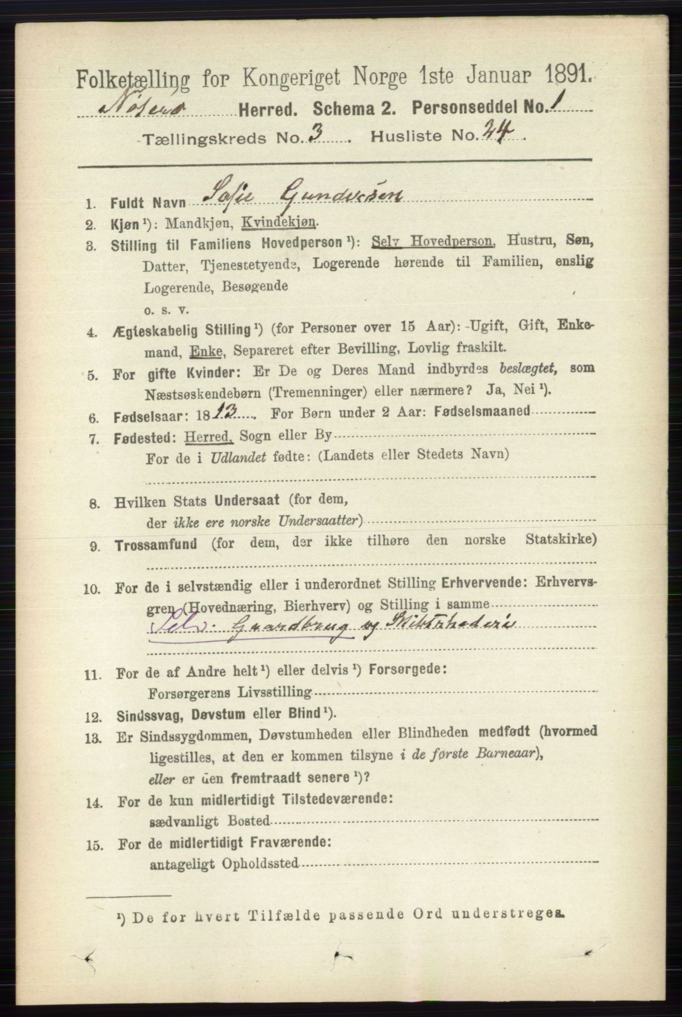 RA, 1891 census for 0722 Nøtterøy, 1891, p. 1684