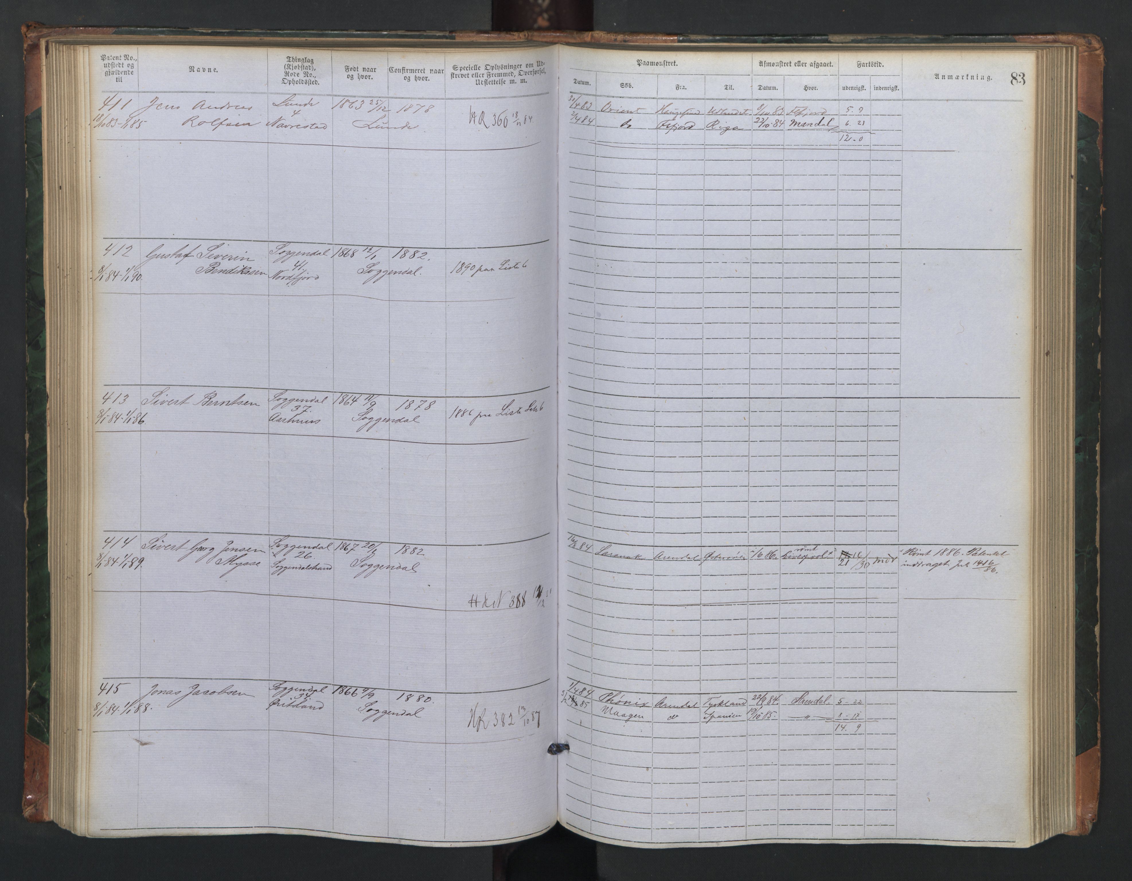 Sogndal mønstringskrets, AV/SAK-2031-0020/F/Fa/L0001: Annotasjonsrulle nr 1-635 med register, P-1, 1868-1931, p. 74