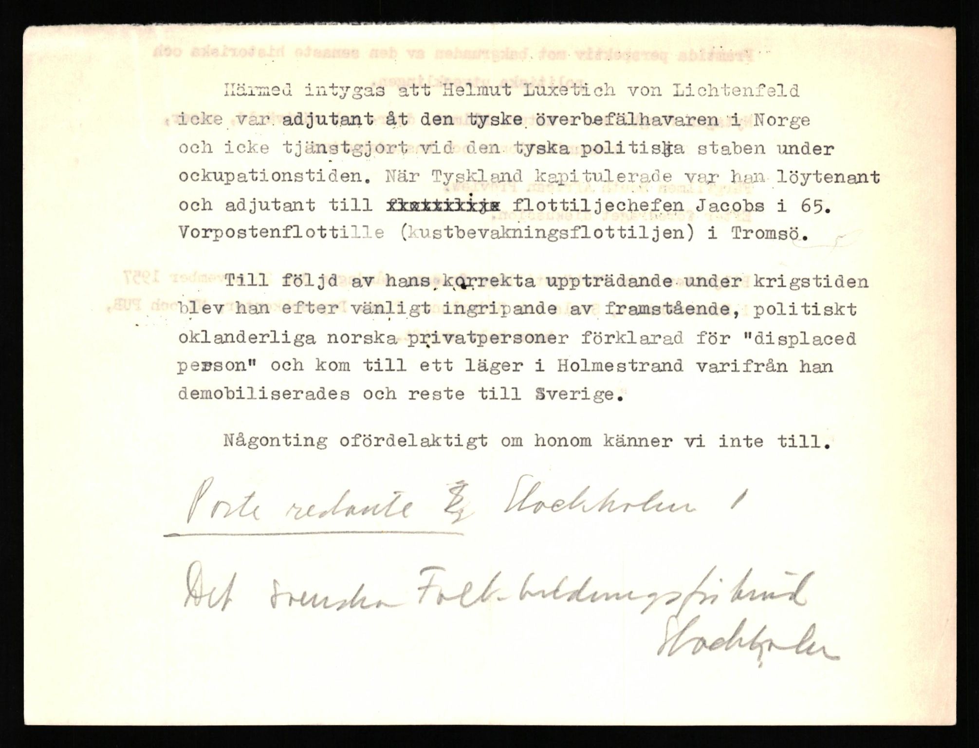 Forsvaret, Forsvarets overkommando II, AV/RA-RAFA-3915/D/Db/L0039: CI Questionaires. Tyske okkupasjonsstyrker i Norge. Østerrikere., 1945-1946, p. 304