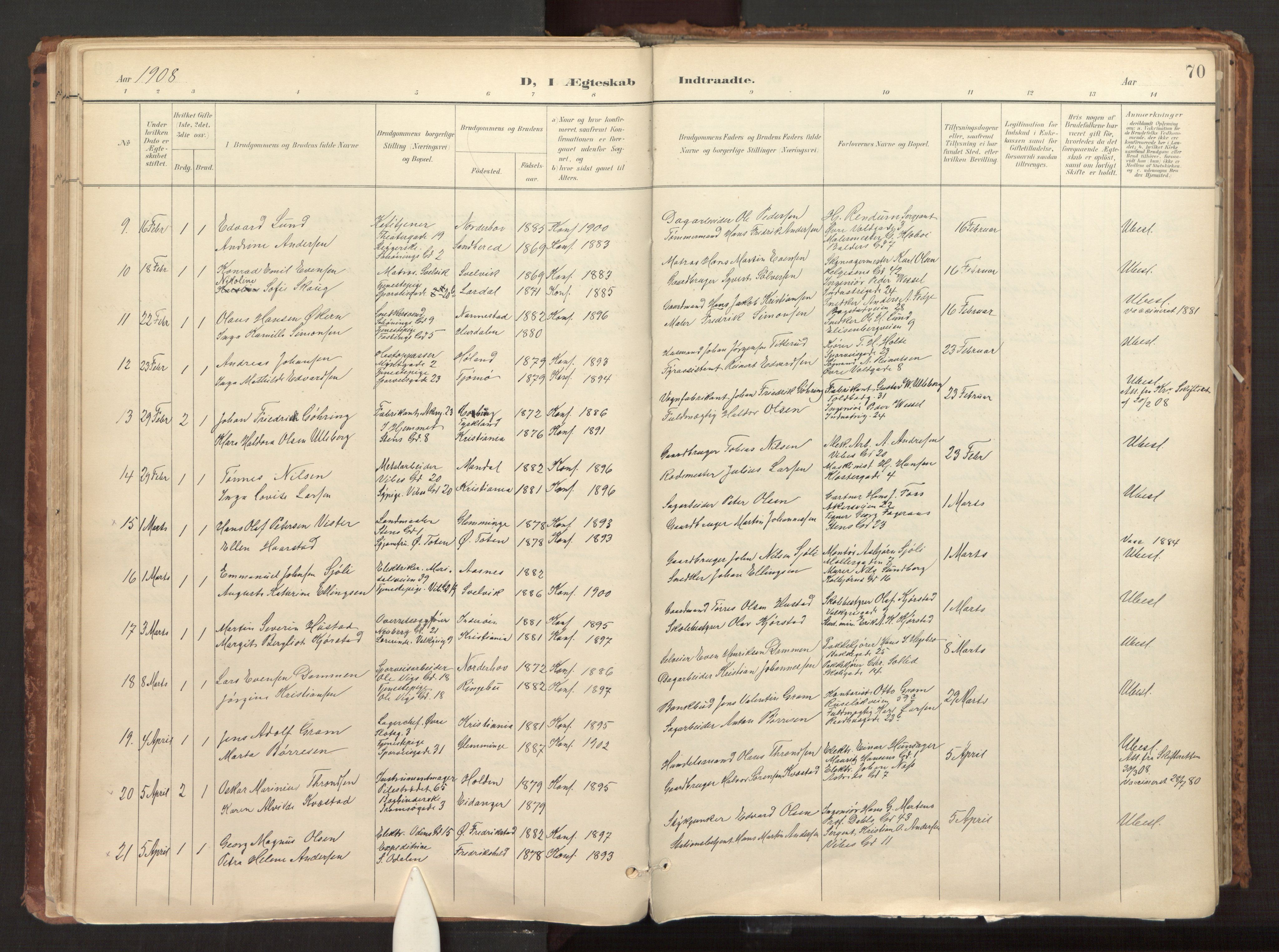 Fagerborg prestekontor Kirkebøker, AV/SAO-A-10844/F/Fa/L0003: Parish register (official) no. 3, 1898-1916, p. 70