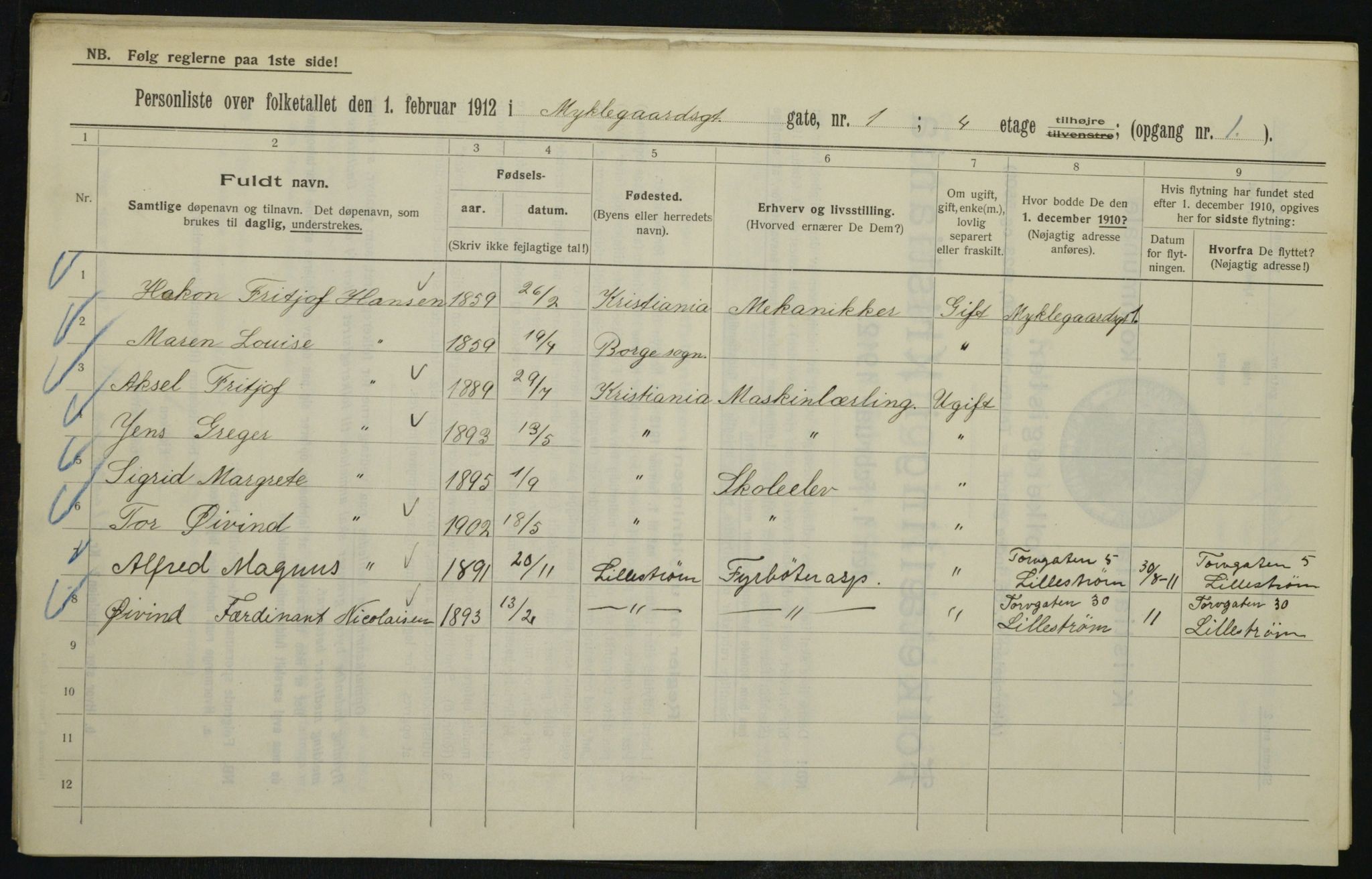 OBA, Municipal Census 1912 for Kristiania, 1912, p. 68709