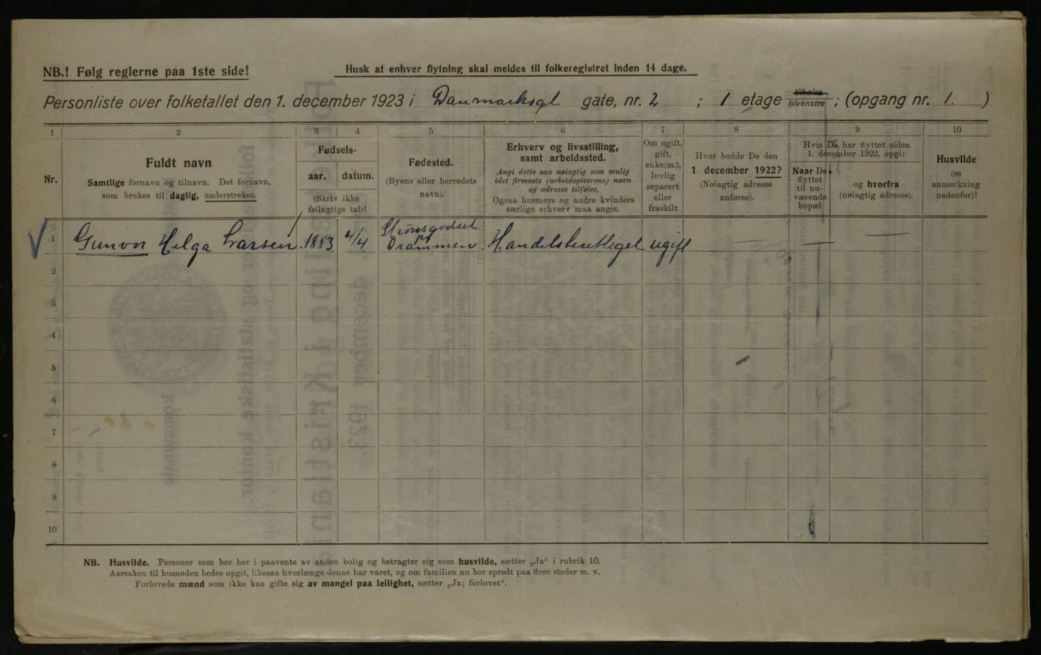 OBA, Municipal Census 1923 for Kristiania, 1923, p. 16384