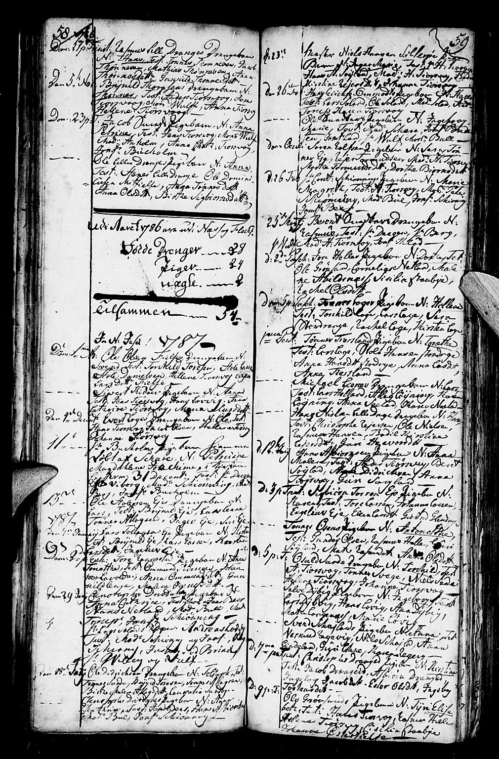 Flekkefjord sokneprestkontor, SAK/1111-0012/F/Fb/Fbc/L0001: Parish register (copy) no. B 1, 1773-1801, p. 58-59