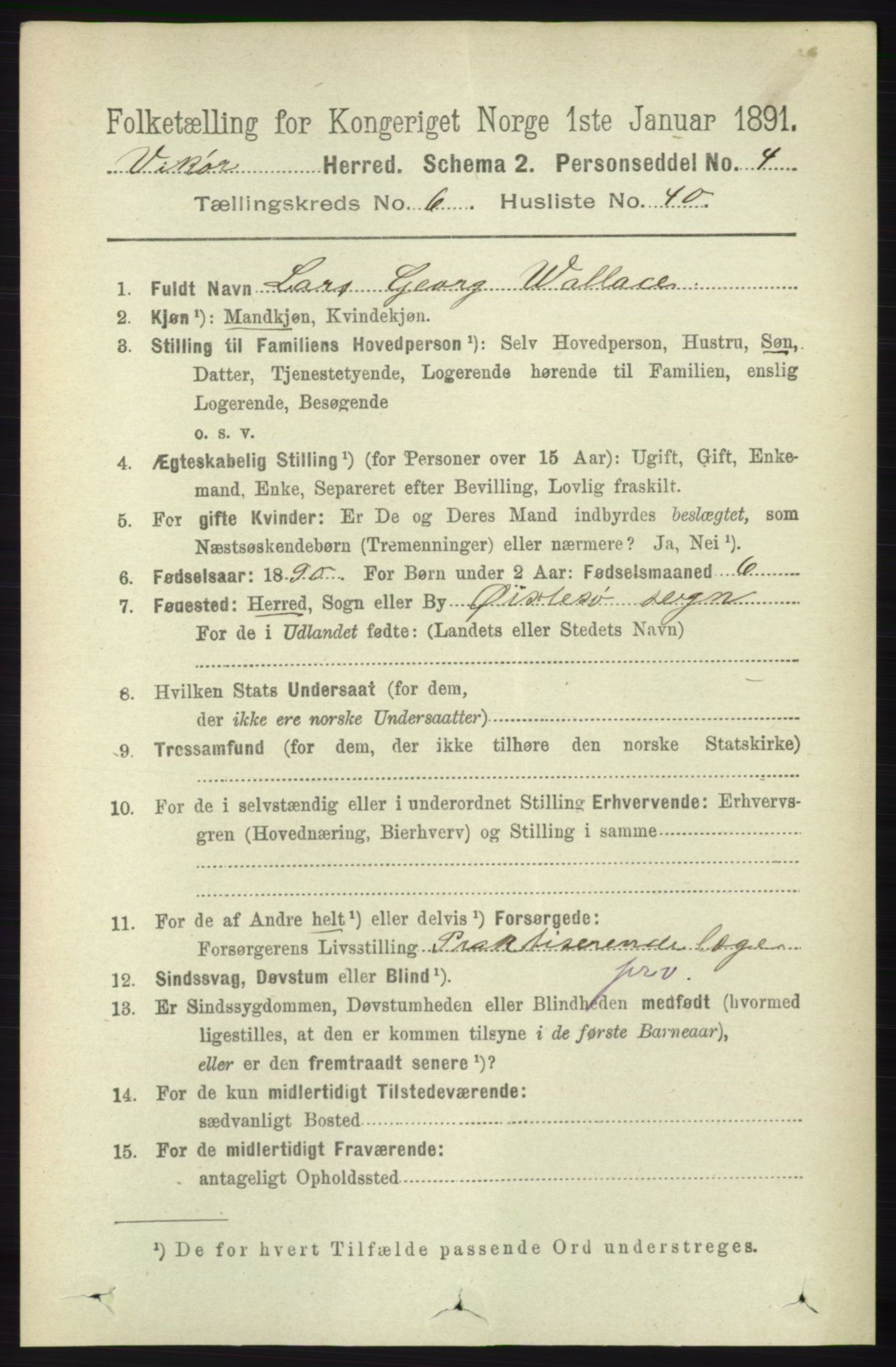RA, 1891 census for 1238 Vikør, 1891, p. 2015