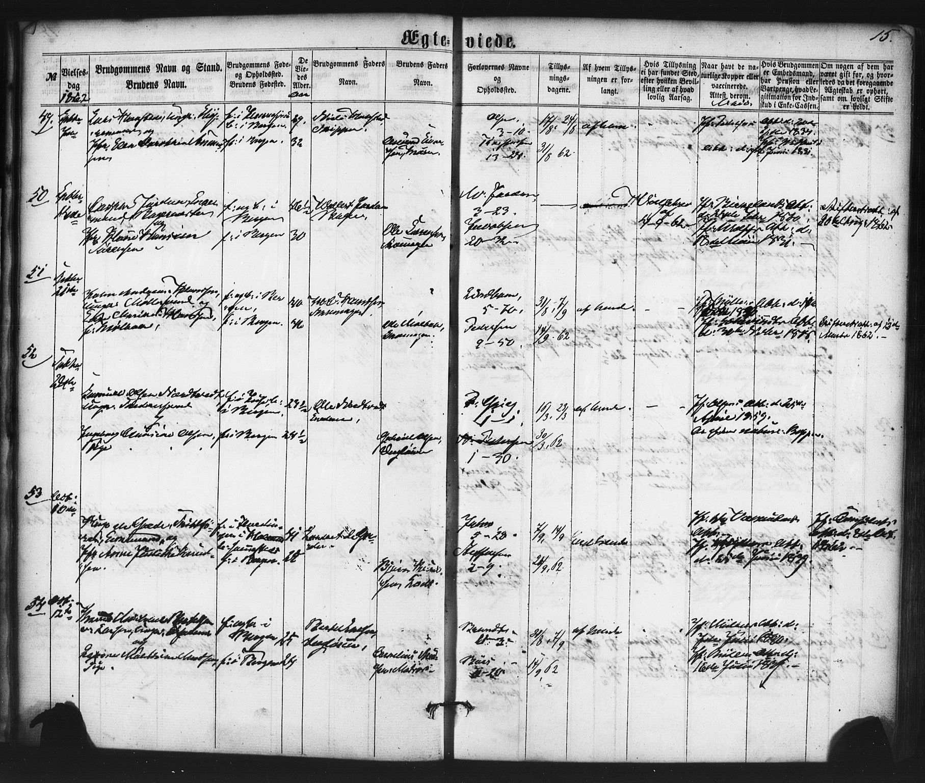 Nykirken Sokneprestembete, SAB/A-77101/H/Haa/L0032: Parish register (official) no. D 2, 1861-1883, p. 15