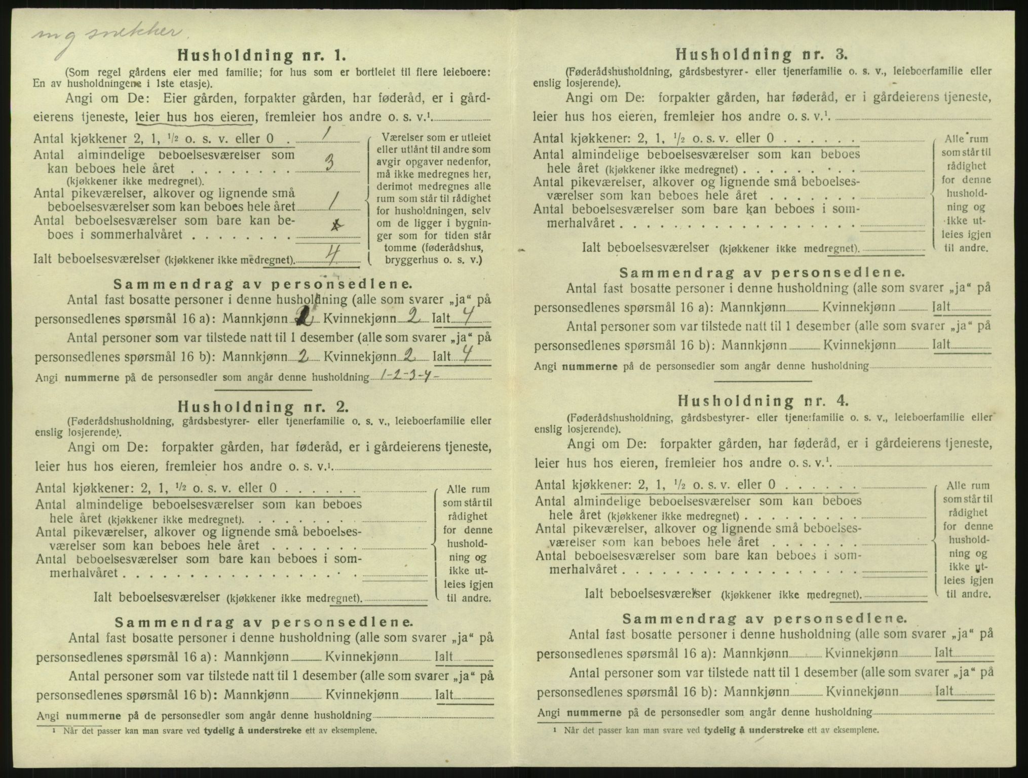 SAK, 1920 census for Fjære, 1920, p. 1196