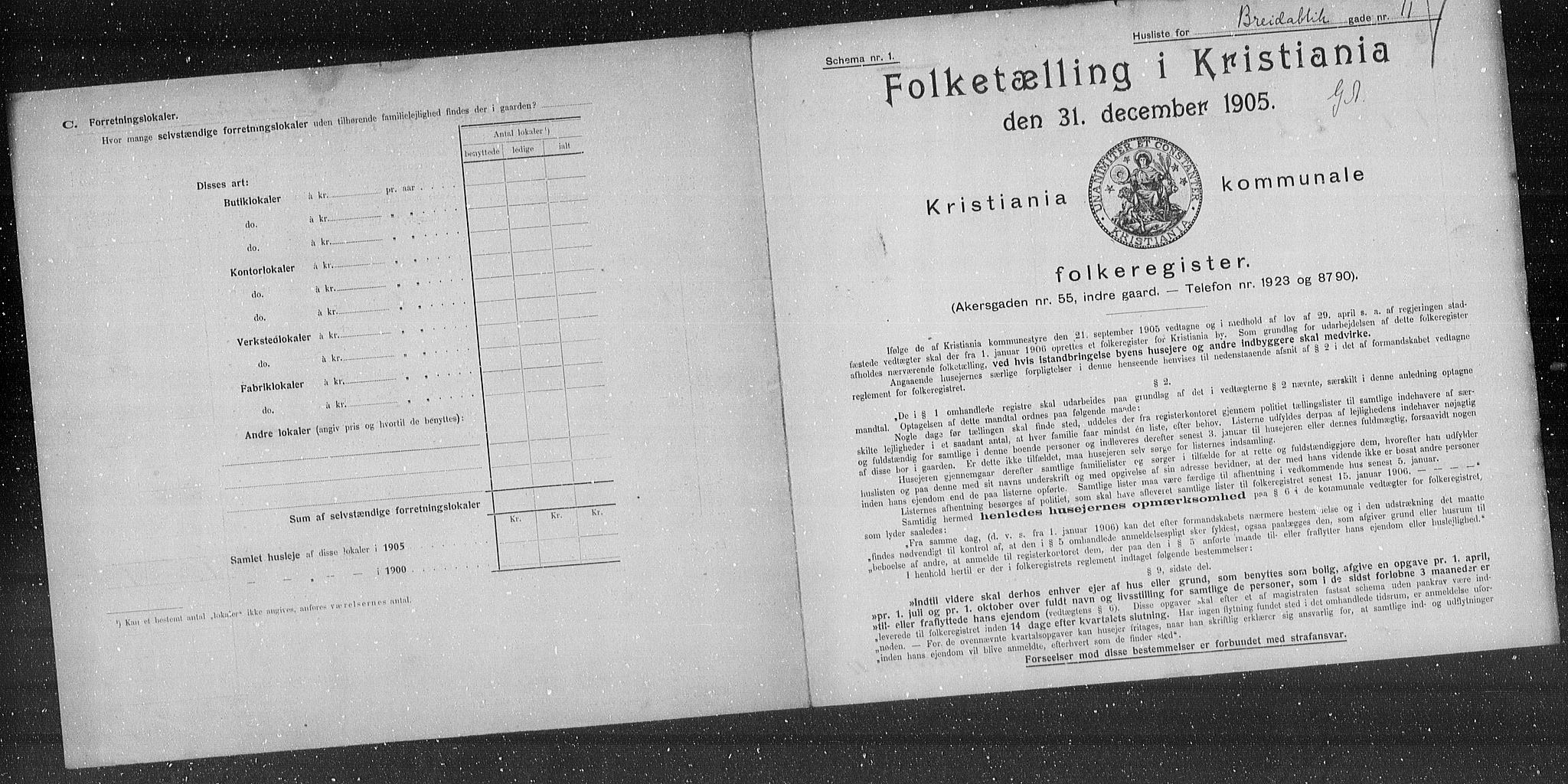 OBA, Municipal Census 1905 for Kristiania, 1905, p. 4376