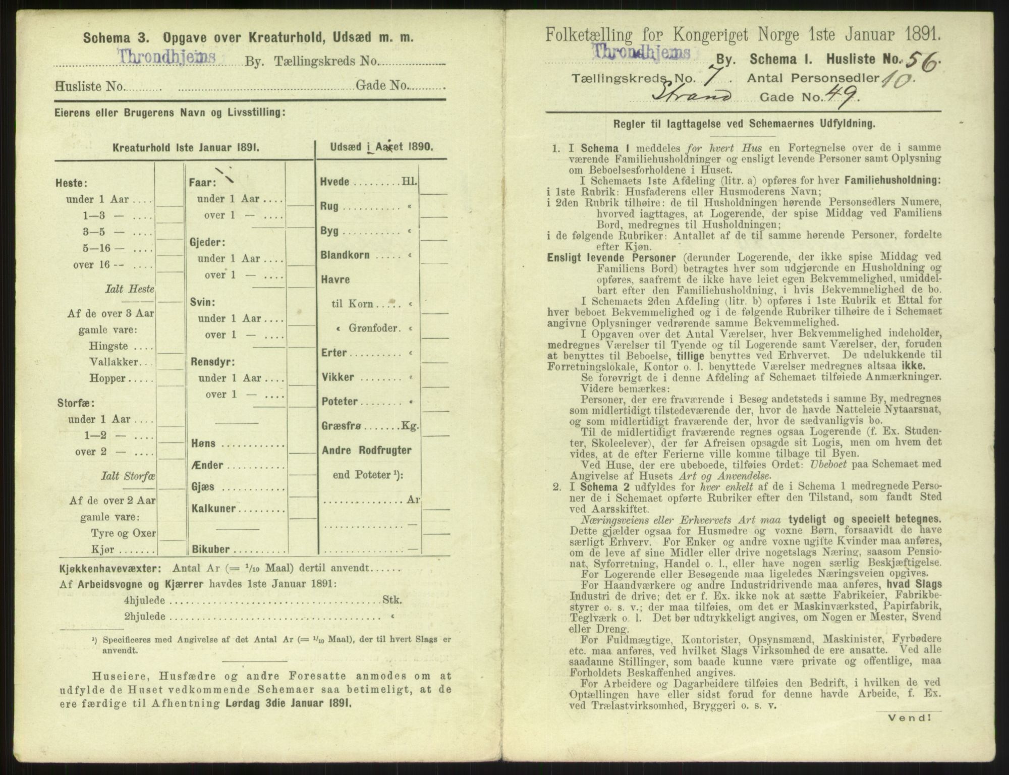 RA, 1891 census for 1601 Trondheim, 1891, p. 850