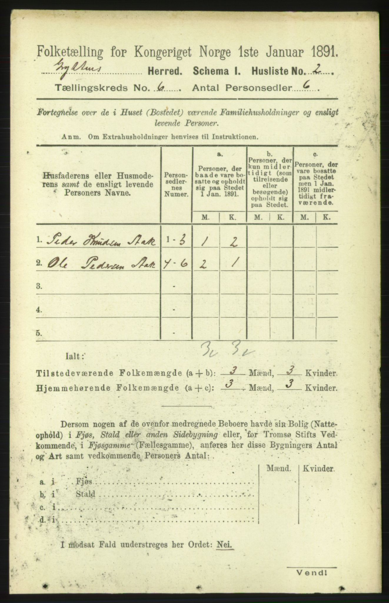 RA, 1891 census for 1539 Grytten, 1891, p. 2430