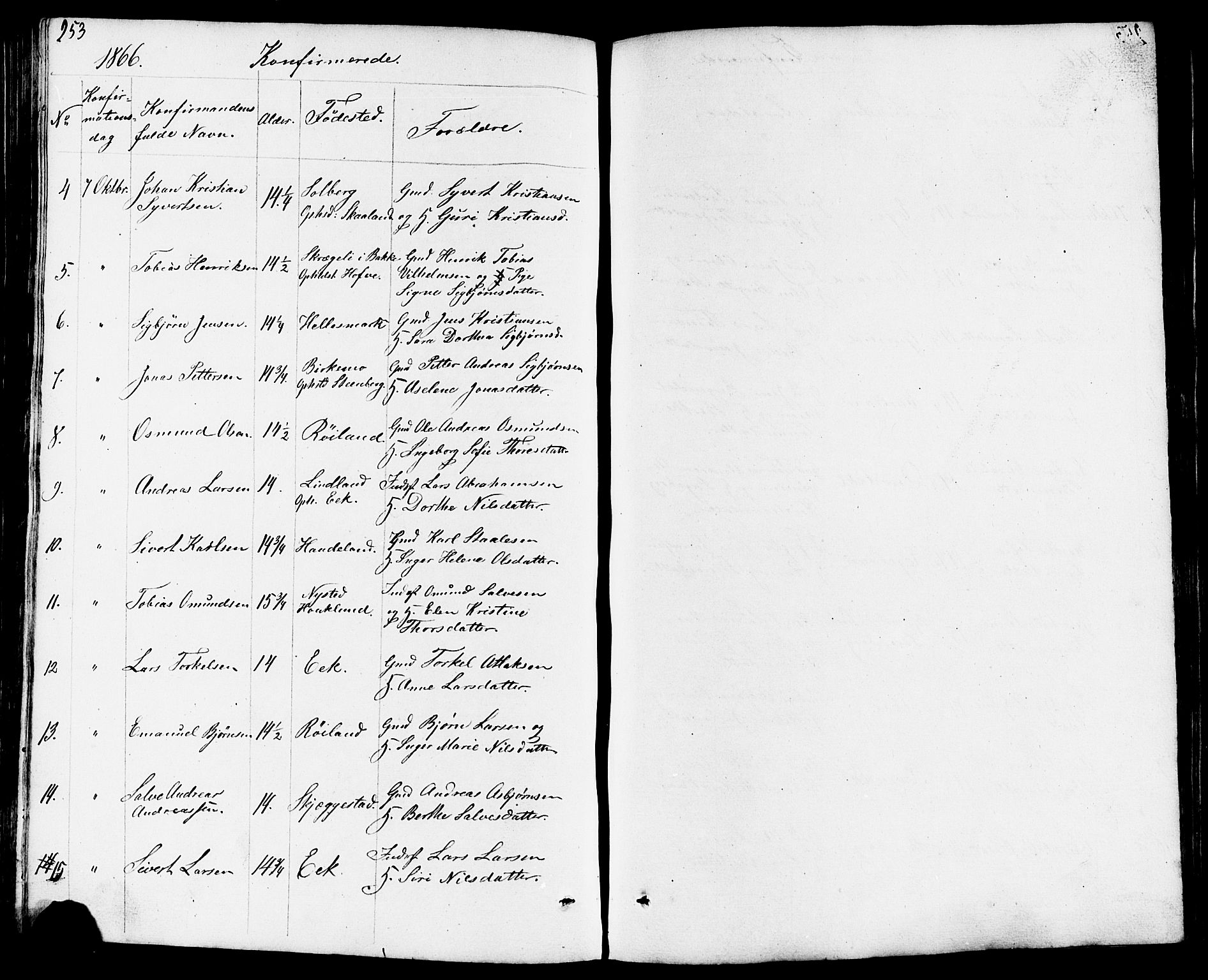 Lund sokneprestkontor, AV/SAST-A-101809/S07/L0003: Parish register (copy) no. B 3, 1848-1885, p. 253