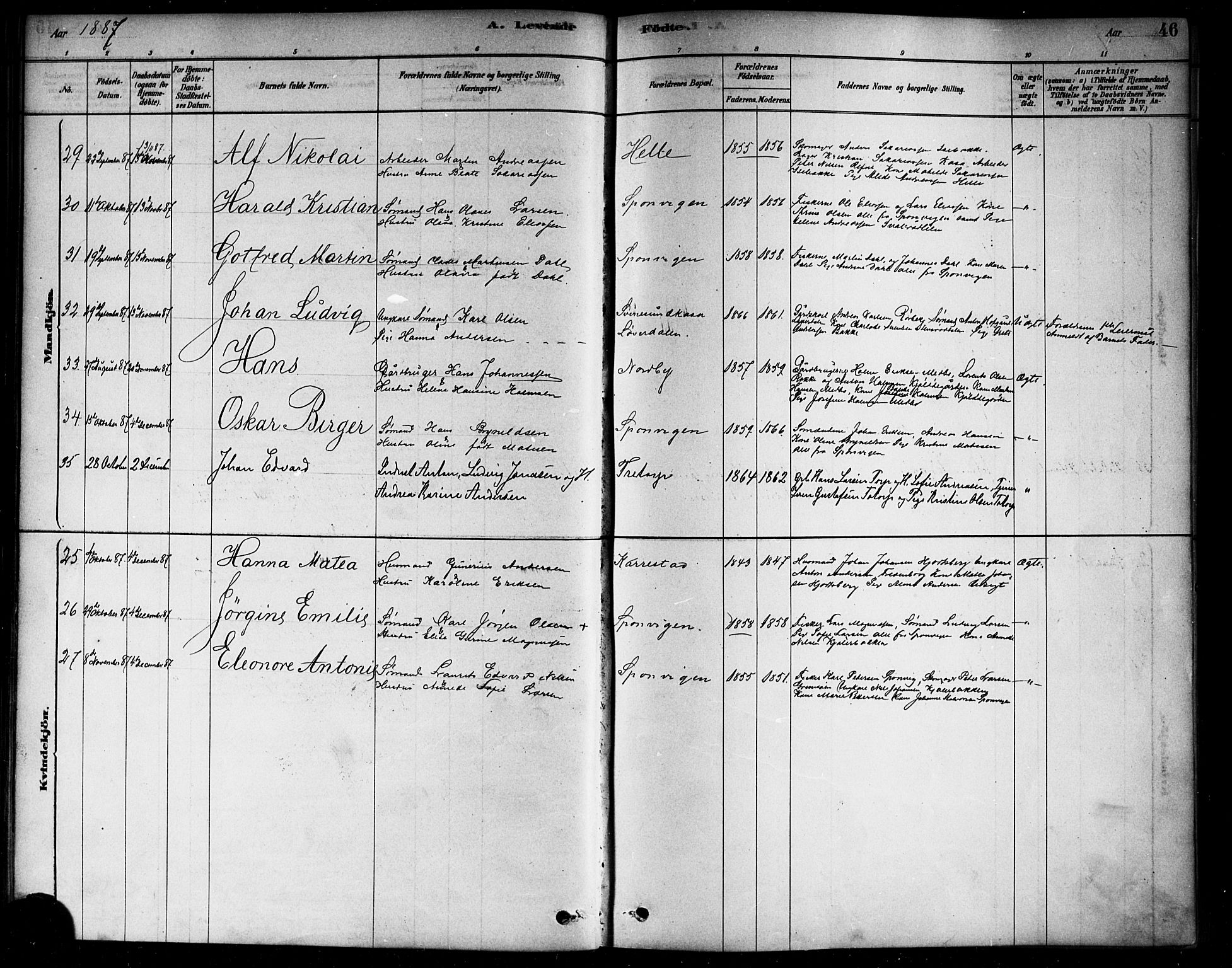 Berg prestekontor Kirkebøker, AV/SAO-A-10902/F/Fa/L0006: Parish register (official) no. I 6, 1878-1887, p. 46