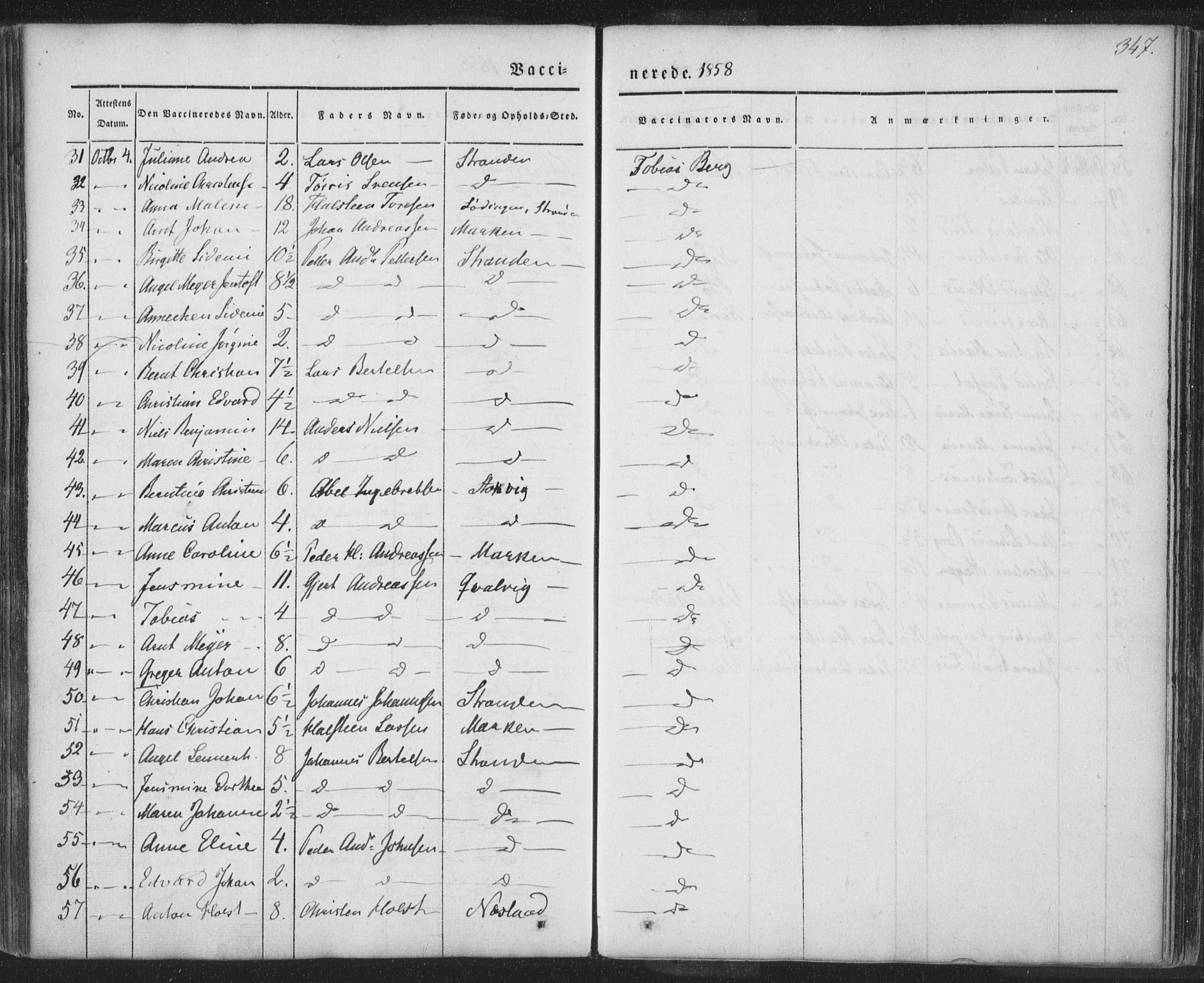 Ministerialprotokoller, klokkerbøker og fødselsregistre - Nordland, AV/SAT-A-1459/885/L1202: Parish register (official) no. 885A03, 1838-1859, p. 347