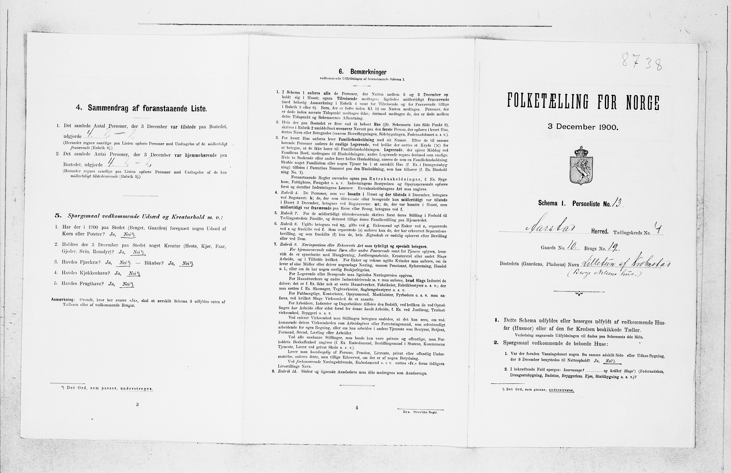 SAB, 1900 census for Årstad, 1900, p. 324