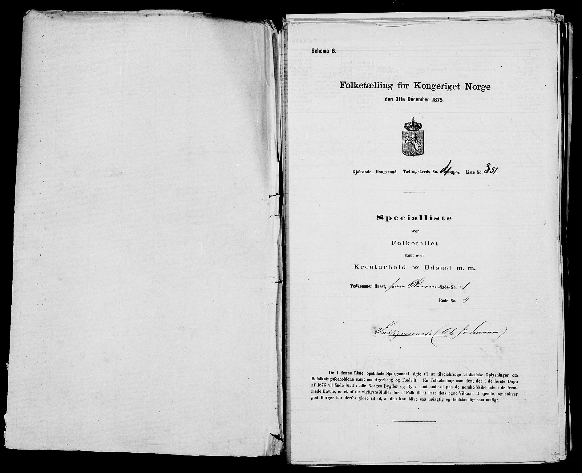 SAST, 1875 census for 1106B Torvastad/Haugesund, 1875, p. 748