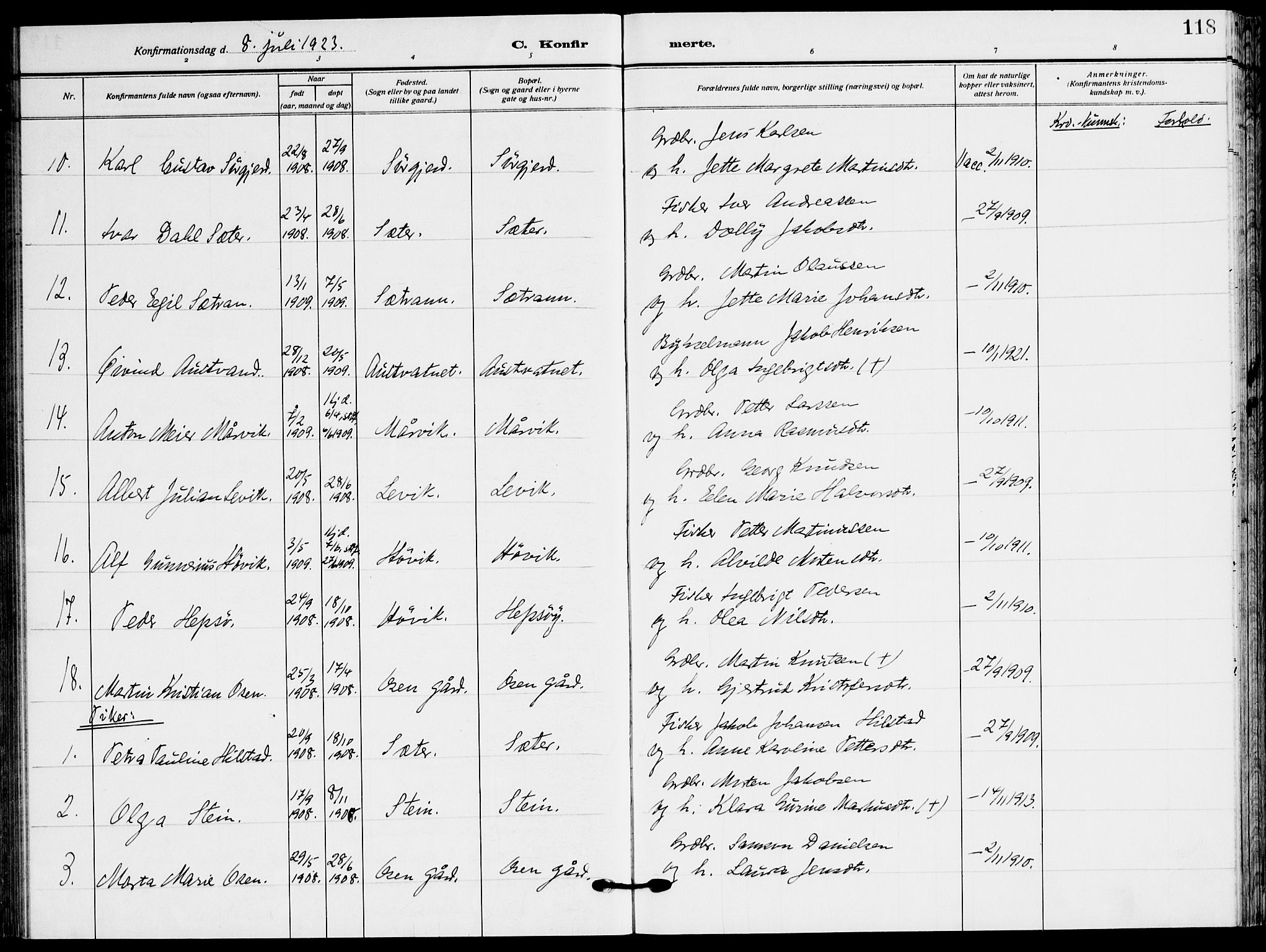 Ministerialprotokoller, klokkerbøker og fødselsregistre - Sør-Trøndelag, SAT/A-1456/658/L0724: Parish register (official) no. 658A03, 1912-1924, p. 118