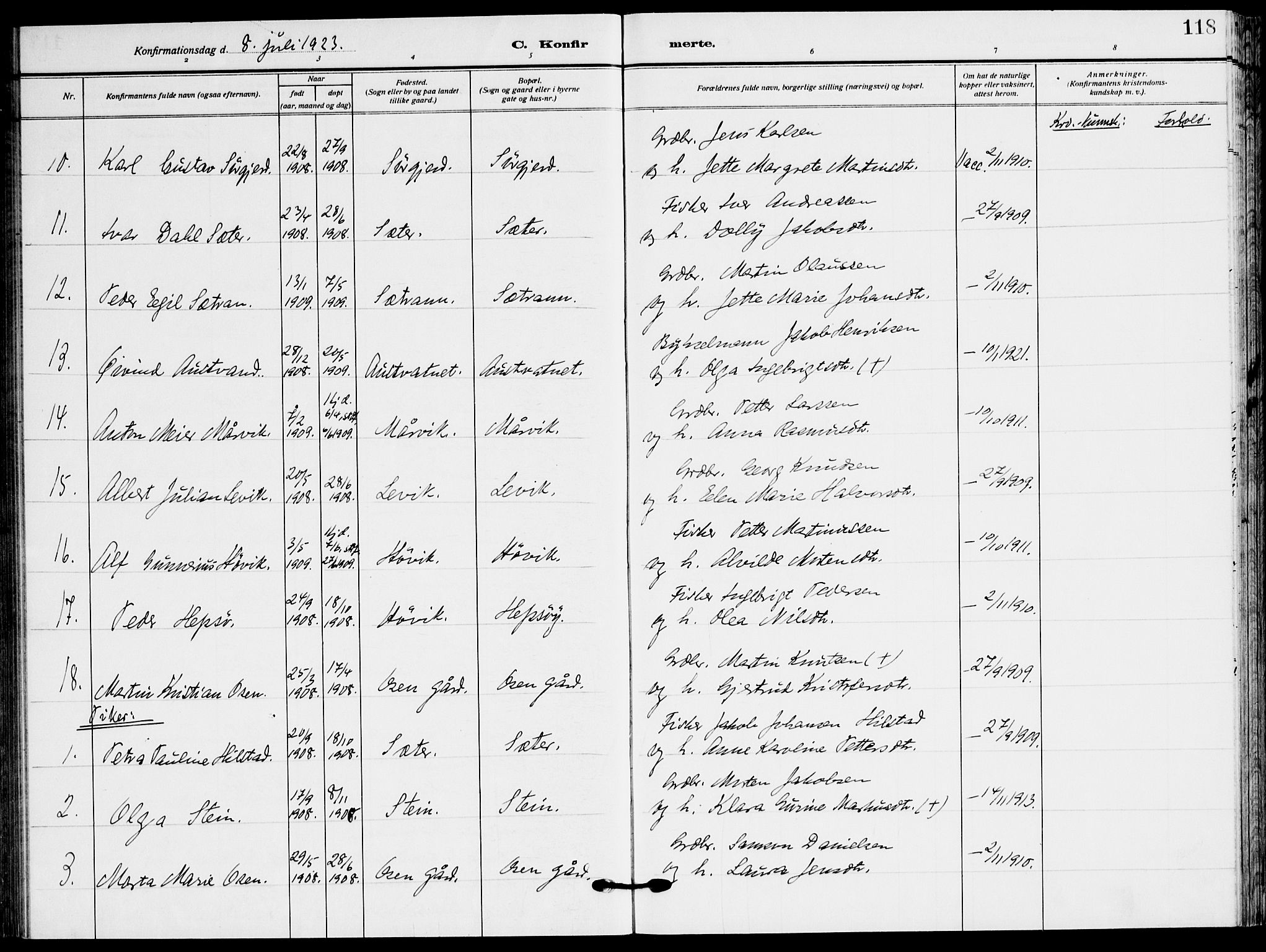Ministerialprotokoller, klokkerbøker og fødselsregistre - Sør-Trøndelag, AV/SAT-A-1456/658/L0724: Parish register (official) no. 658A03, 1912-1924, p. 118
