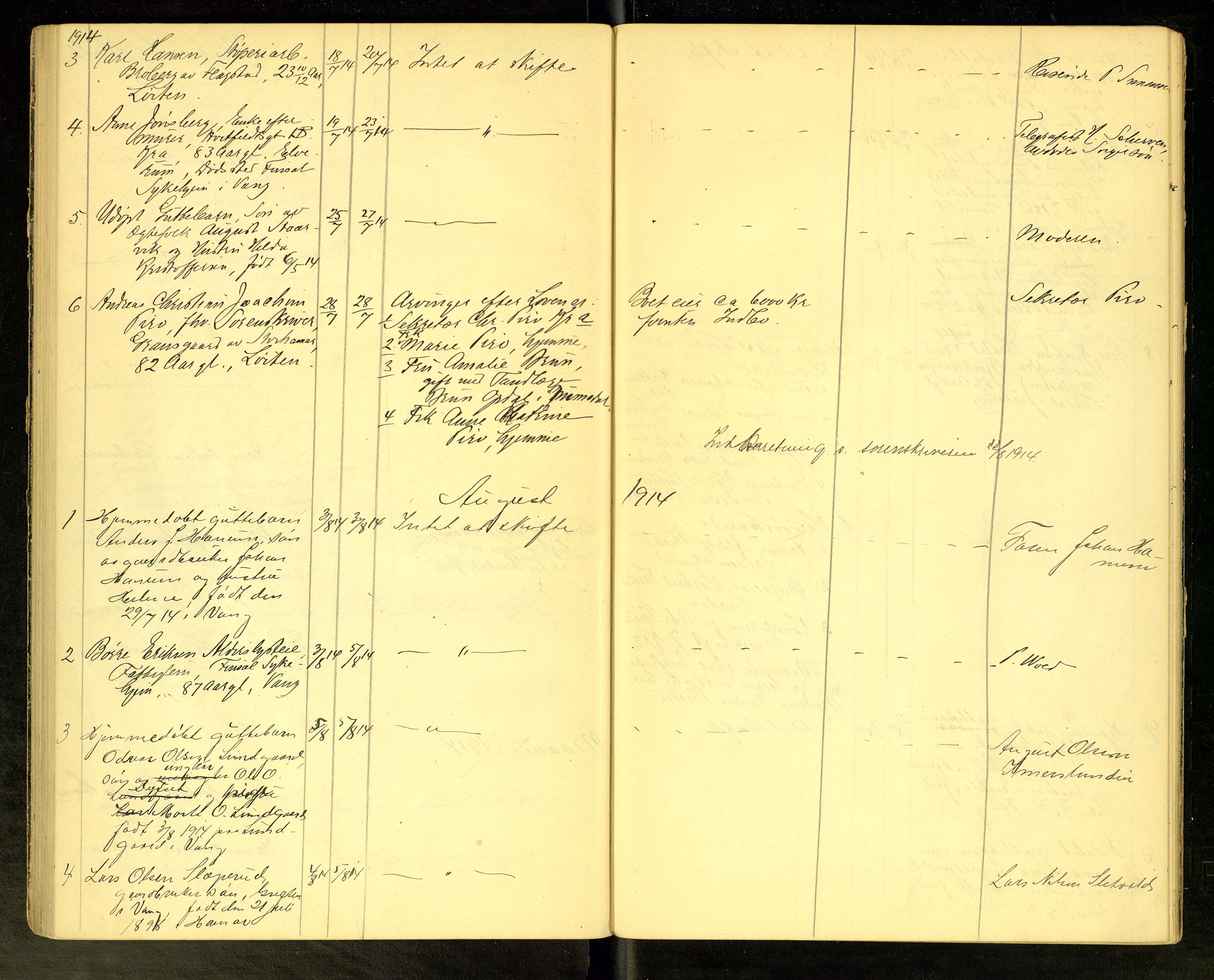 Vang, Hedmark, lensmannskontor, AV/SAH-LHV-018/H/Ha/L0006: Dødsfallsprotokoll, 1908-1915