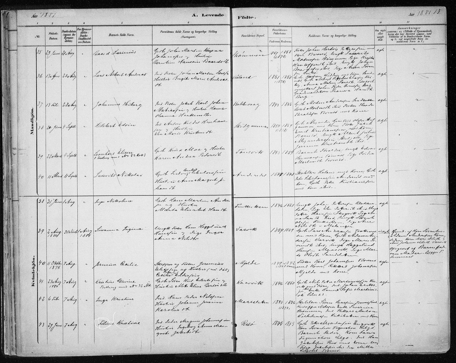 Tromsøysund sokneprestkontor, AV/SATØ-S-1304/G/Ga/L0004kirke: Parish register (official) no. 4, 1880-1888, p. 13