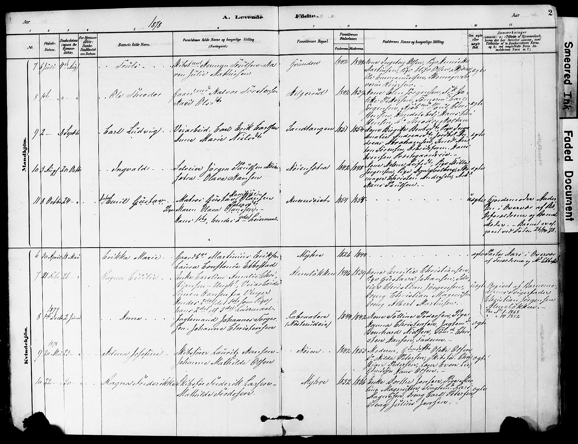 Strømm kirkebøker, AV/SAKO-A-322/F/Fa/L0004: Parish register (official) no. I 4, 1878-1899, p. 2