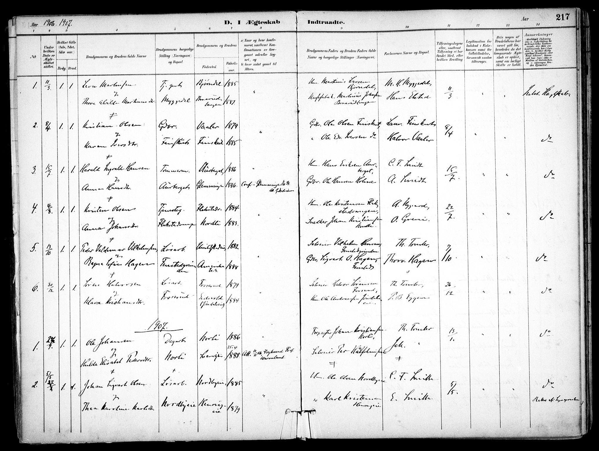 Nes prestekontor Kirkebøker, SAO/A-10410/F/Fb/L0002: Parish register (official) no. II 2, 1883-1918, p. 217