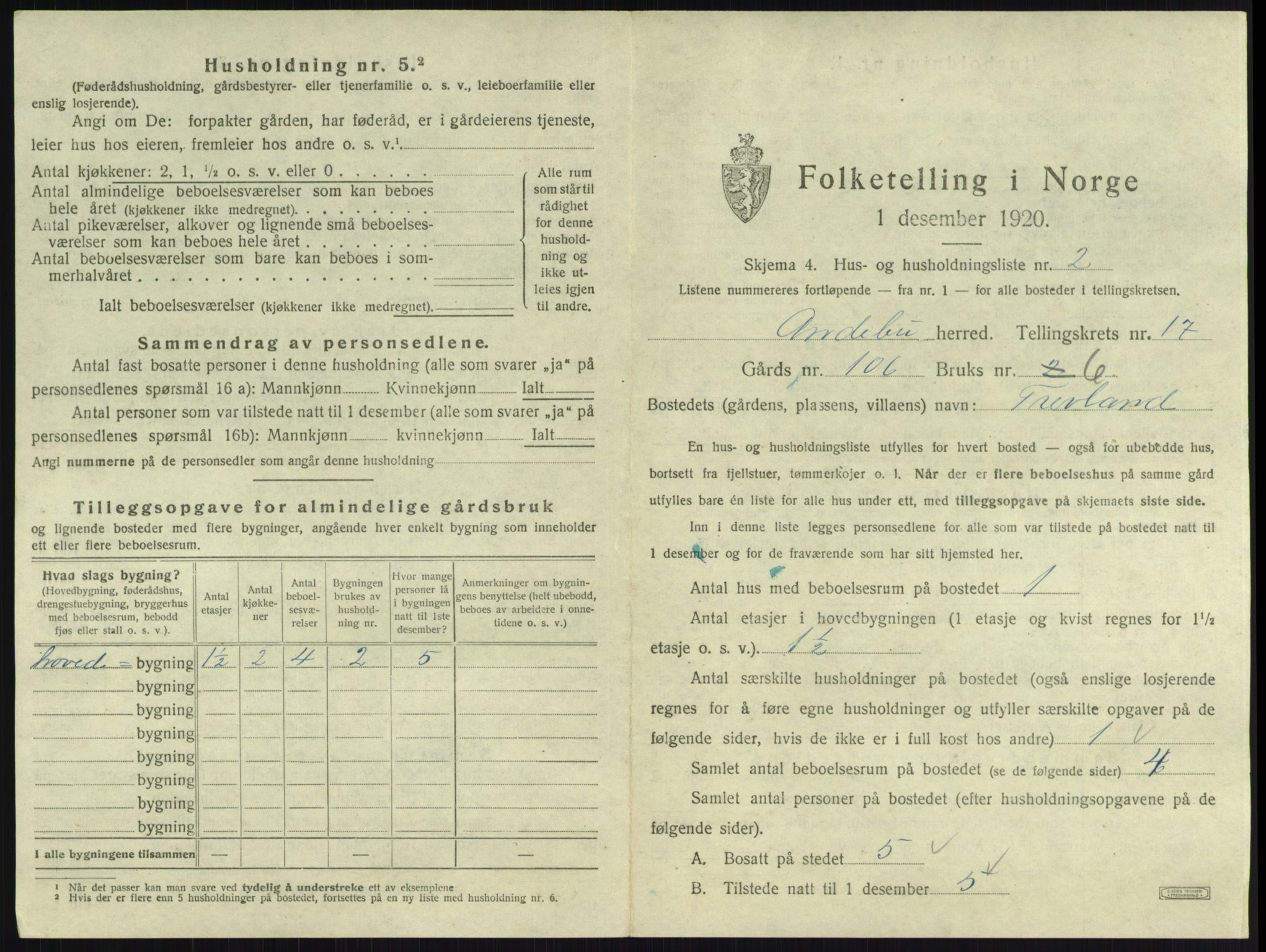 SAKO, 1920 census for Andebu, 1920, p. 919