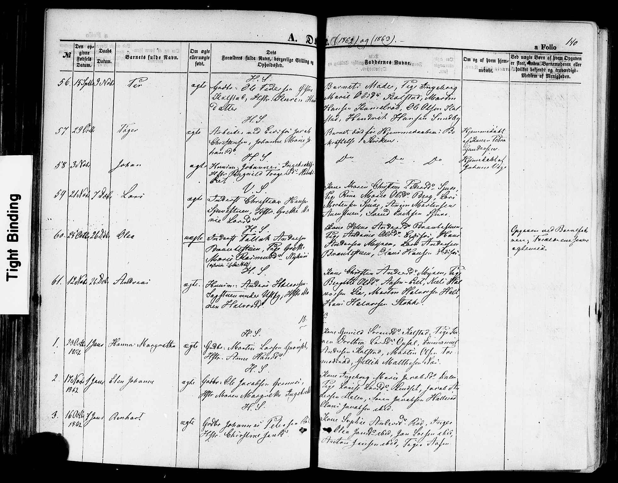 Hof kirkebøker, AV/SAKO-A-64/F/Fa/L0006: Parish register (official) no. I 6, 1851-1877, p. 140