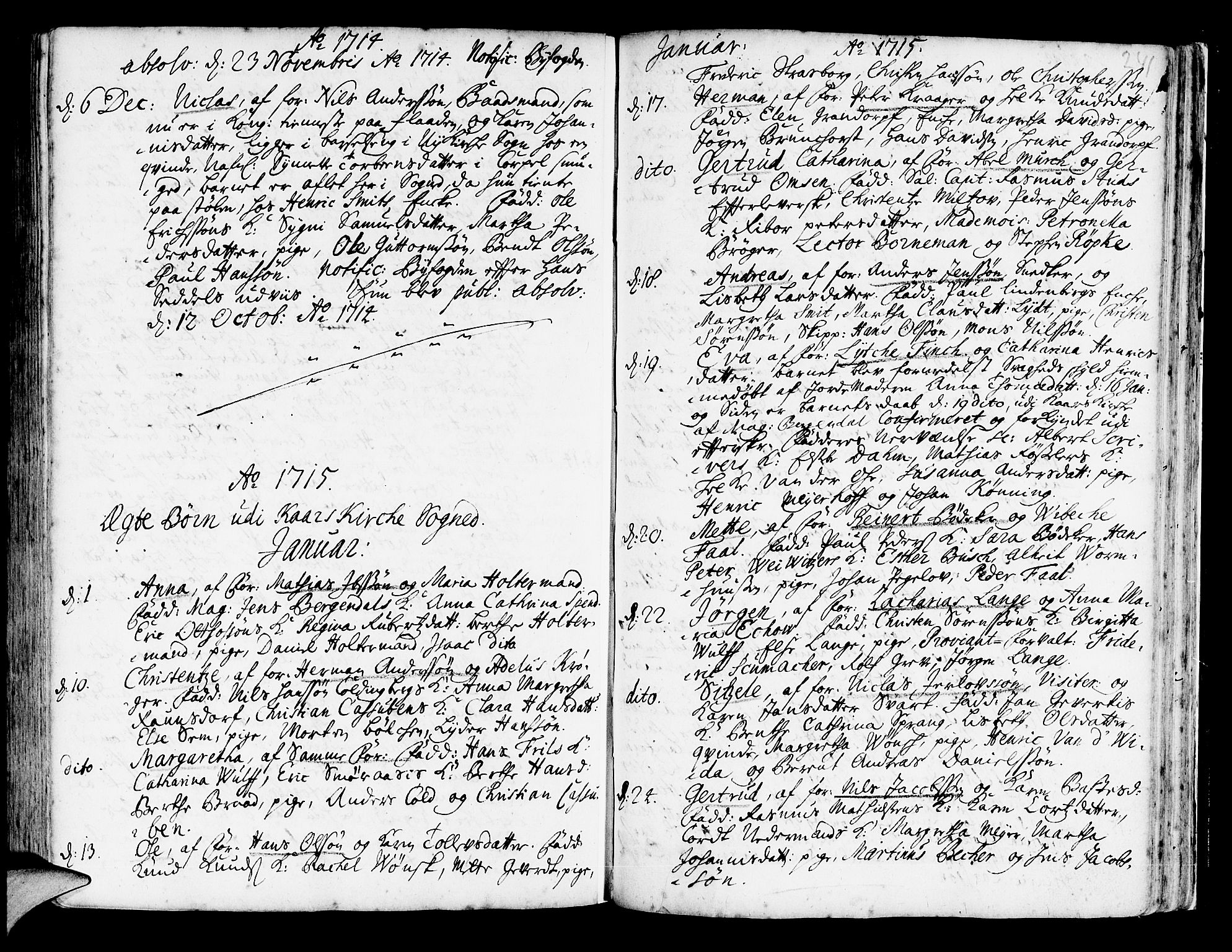 Korskirken sokneprestembete, AV/SAB-A-76101/H/Haa/L0003: Parish register (official) no. A 3, 1698-1719, p. 241