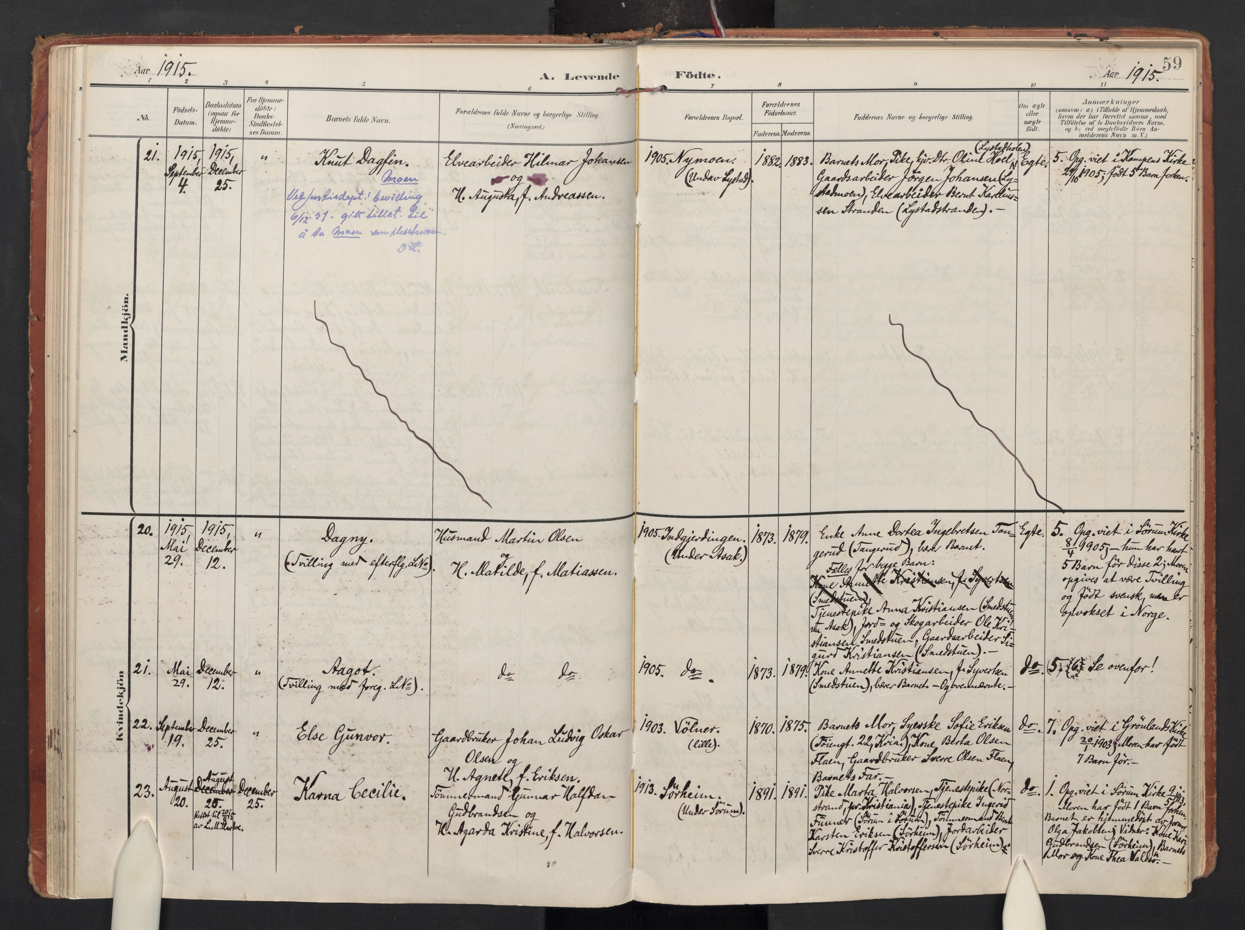 Sørum prestekontor Kirkebøker, AV/SAO-A-10303/F/Fa/L0010: Parish register (official) no. I 10, 1907-1925, p. 59