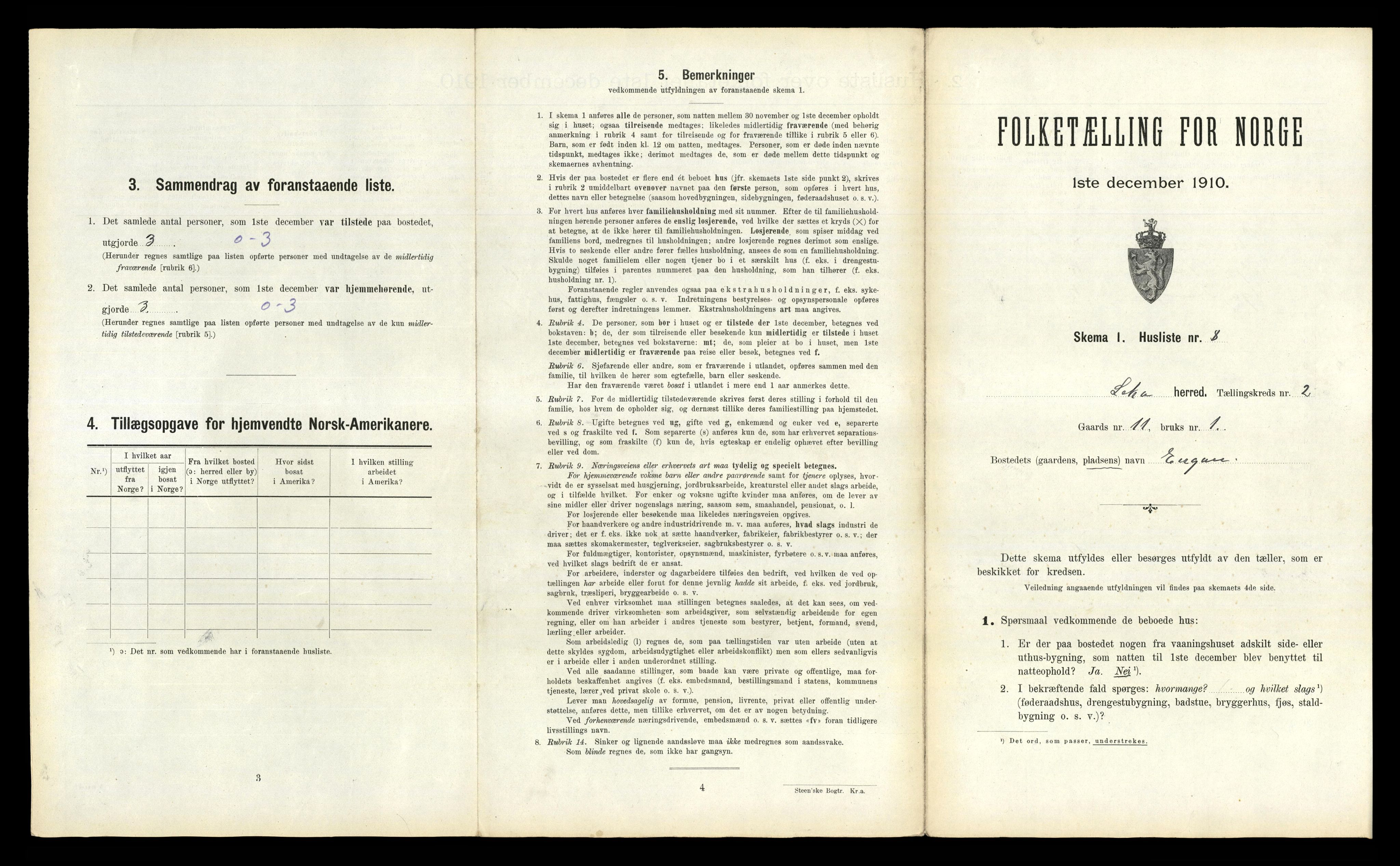 RA, 1910 census for Leka, 1910, p. 206