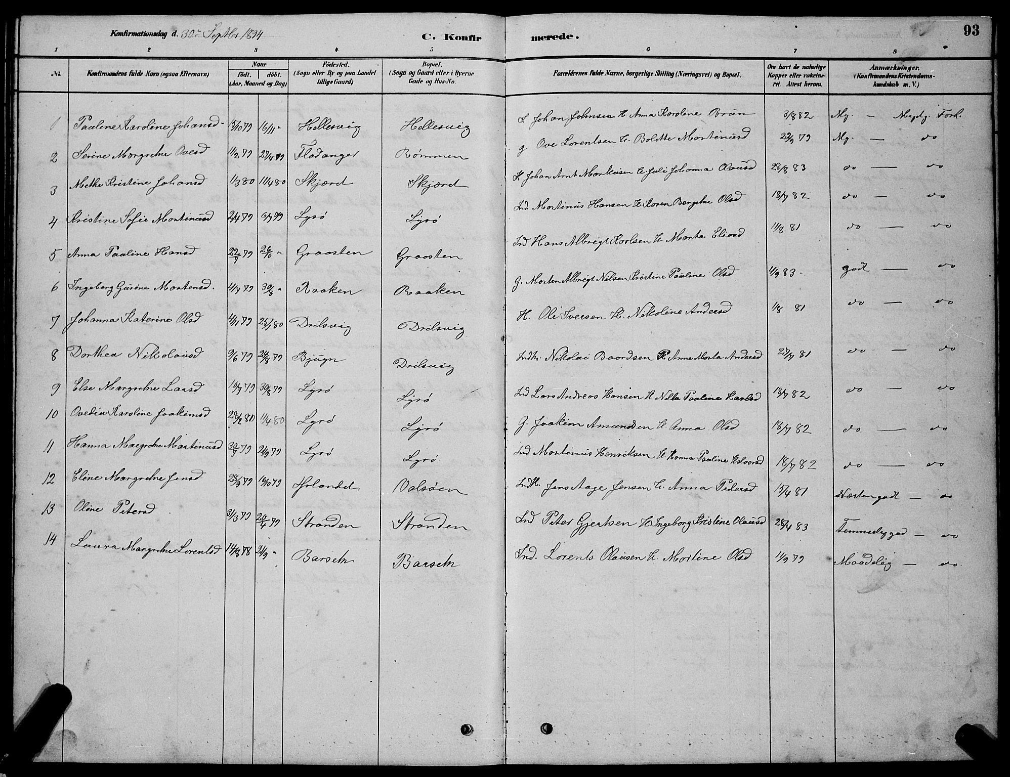 Ministerialprotokoller, klokkerbøker og fødselsregistre - Sør-Trøndelag, AV/SAT-A-1456/654/L0665: Parish register (copy) no. 654C01, 1879-1901, p. 93