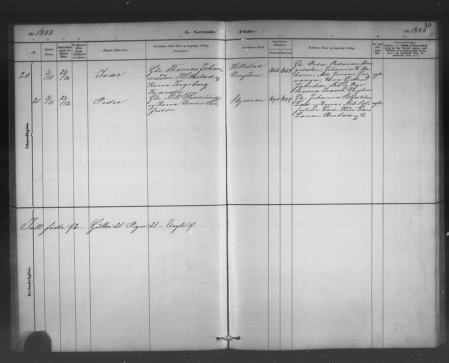Hafslo sokneprestembete, AV/SAB-A-80301/H/Hab/Habb/L0001: Parish register (copy) no. B 1, 1882-1908, p. 40