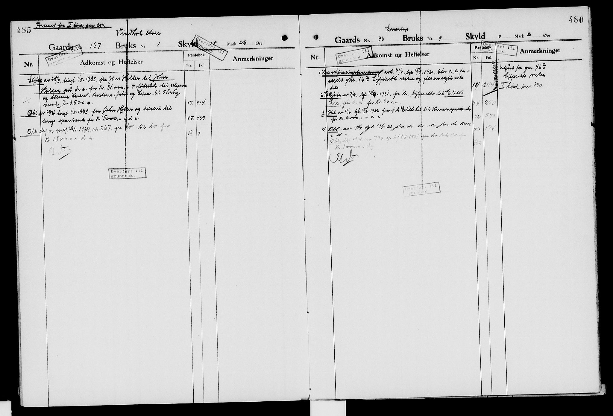 Nord-Hedmark sorenskriveri, SAH/TING-012/H/Ha/Had/Hade/L0007: Mortgage register no. 4.7, 1924-1940, p. 485-486