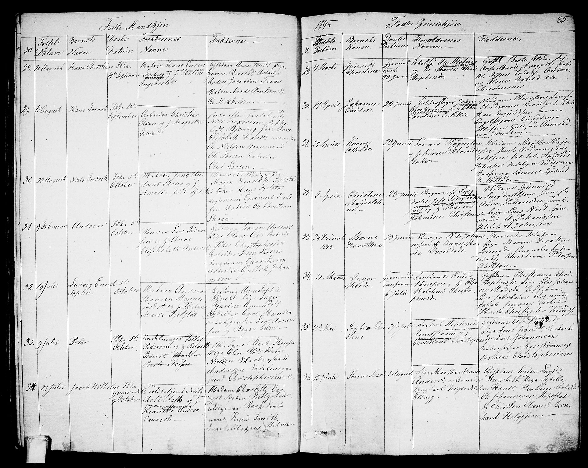 Larvik kirkebøker, AV/SAKO-A-352/G/Ga/L0003a: Parish register (copy) no. I 3A, 1830-1870, p. 85