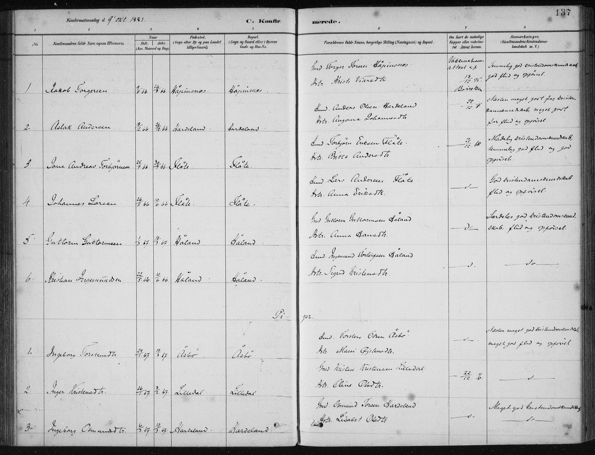 Etne sokneprestembete, SAB/A-75001/H/Haa: Parish register (official) no. D  1, 1879-1919, p. 137