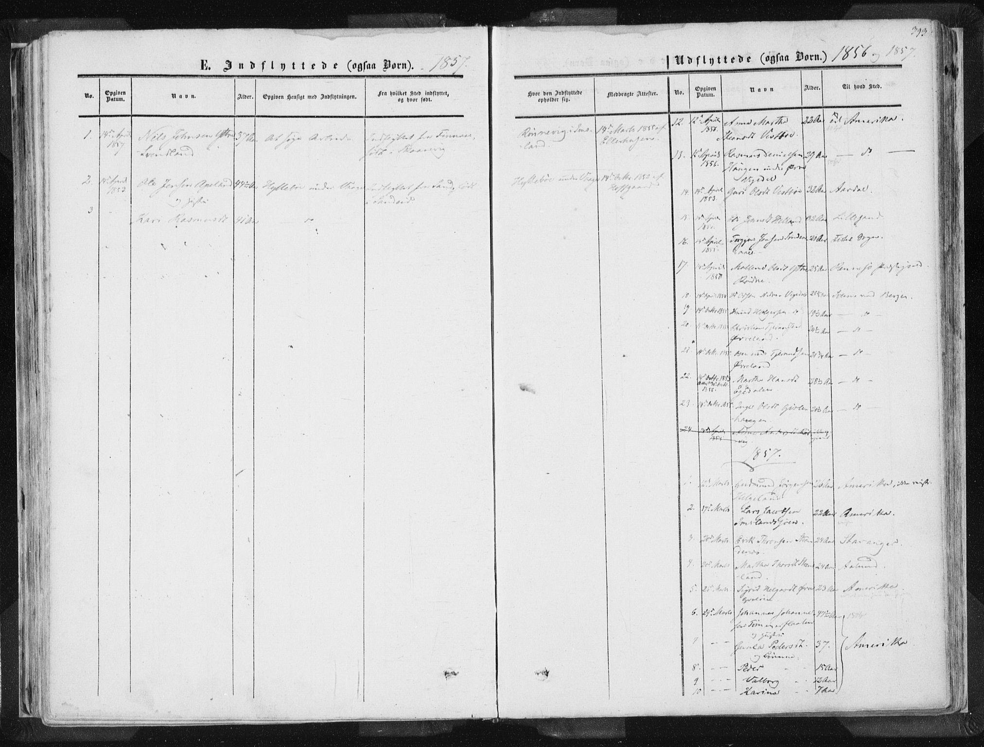 Vikedal sokneprestkontor, SAST/A-101840/01/IV: Parish register (official) no. A 6.2, 1851-1867, p. 393