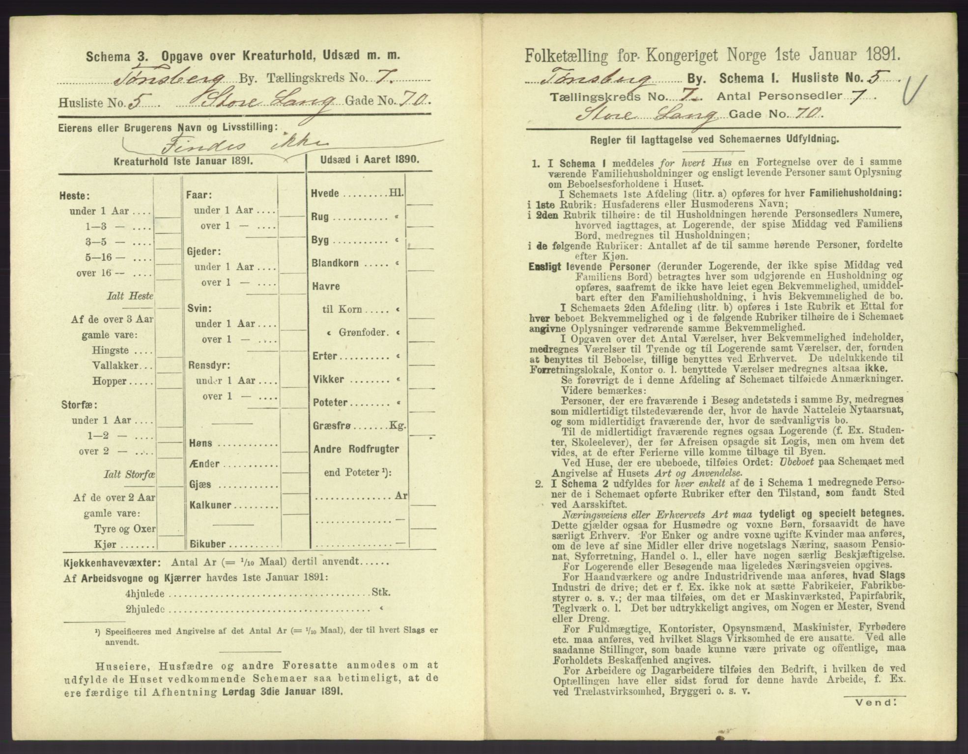 RA, 1891 census for 0705 Tønsberg, 1891, p. 280