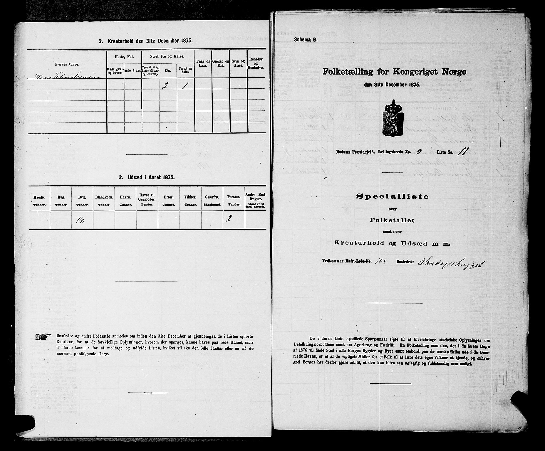 SAKO, 1875 census for 0623P Modum, 1875, p. 1062