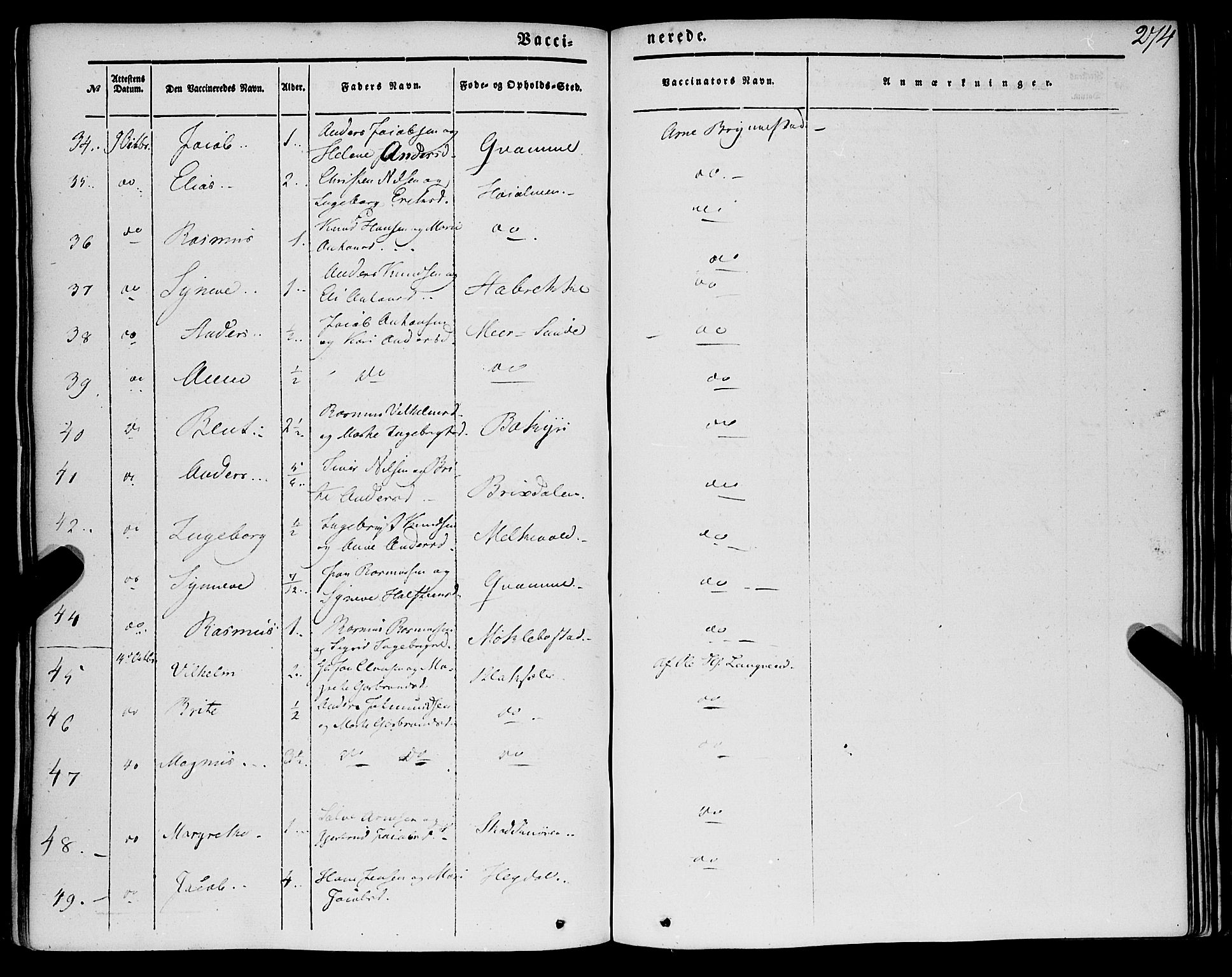 Innvik sokneprestembete, AV/SAB-A-80501: Parish register (official) no. A 5, 1847-1865, p. 274