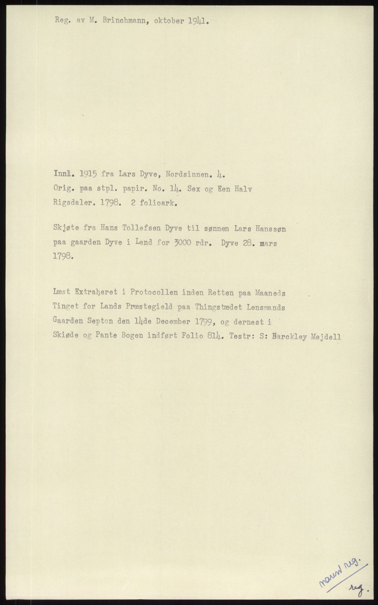 Samlinger til kildeutgivelse, Diplomavskriftsamlingen, RA/EA-4053/H/Ha, p. 1941