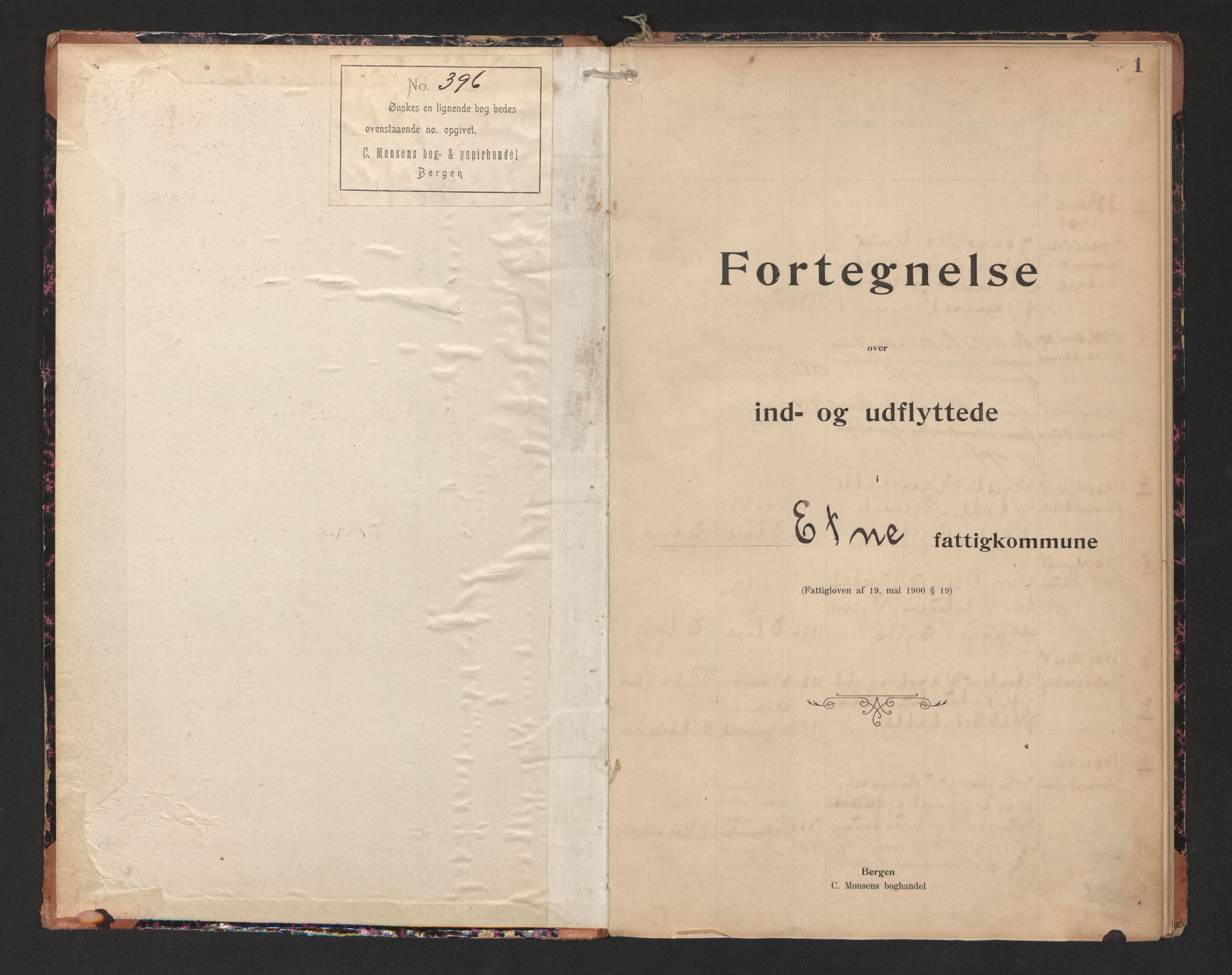 Lensmannen i Etne, AV/SAB-A-31601/0020/L0001: Protokoll over inn- og utflytte, 1901-1920